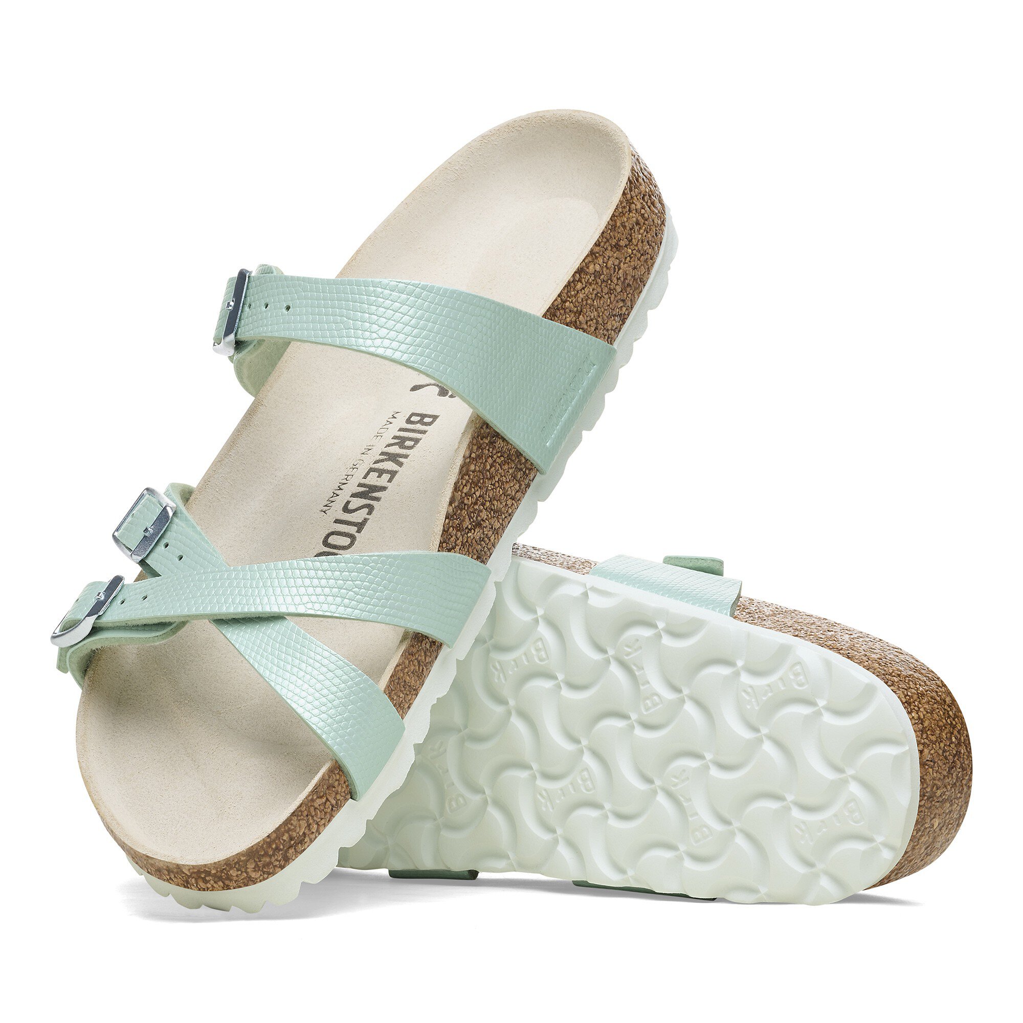 Franca Birko-Flor Embossed Shiny Lizard Surf Green | BIRKENSTOCK