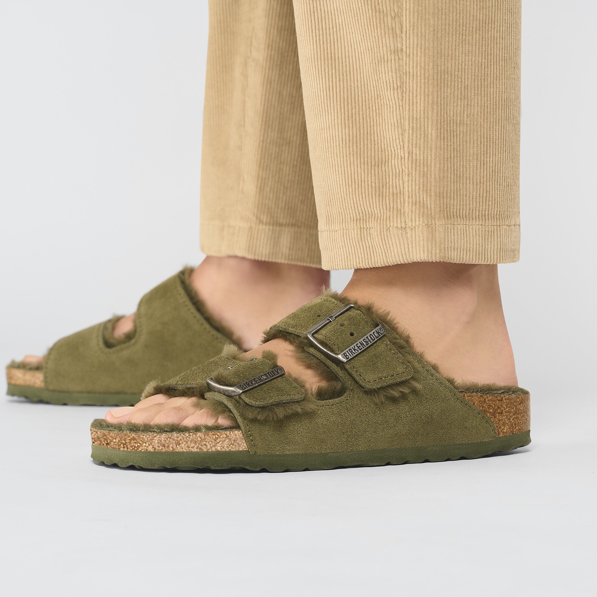 Arizona Shearling Suede Leather Thyme BIRKENSTOCK