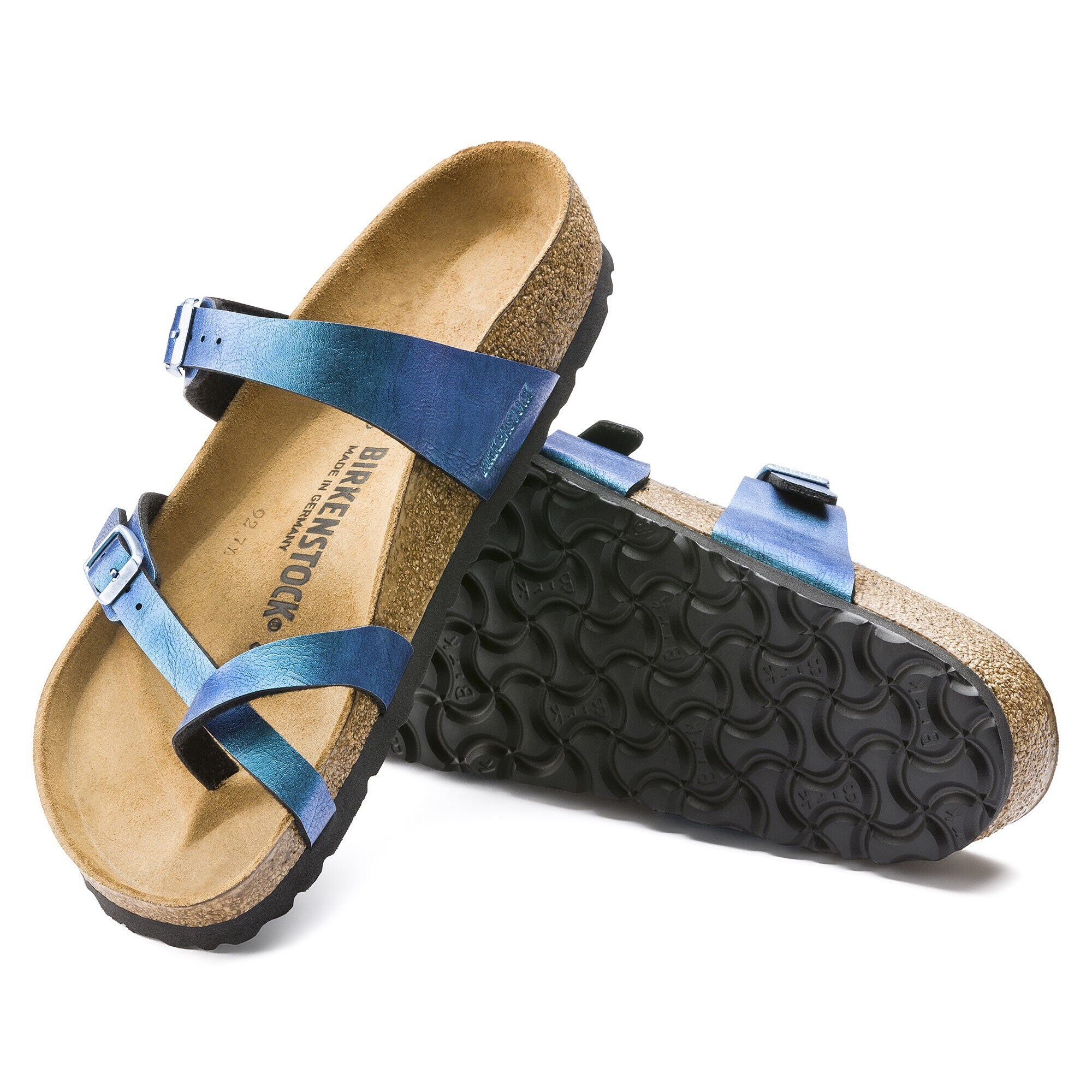 blue birkenstock sandals