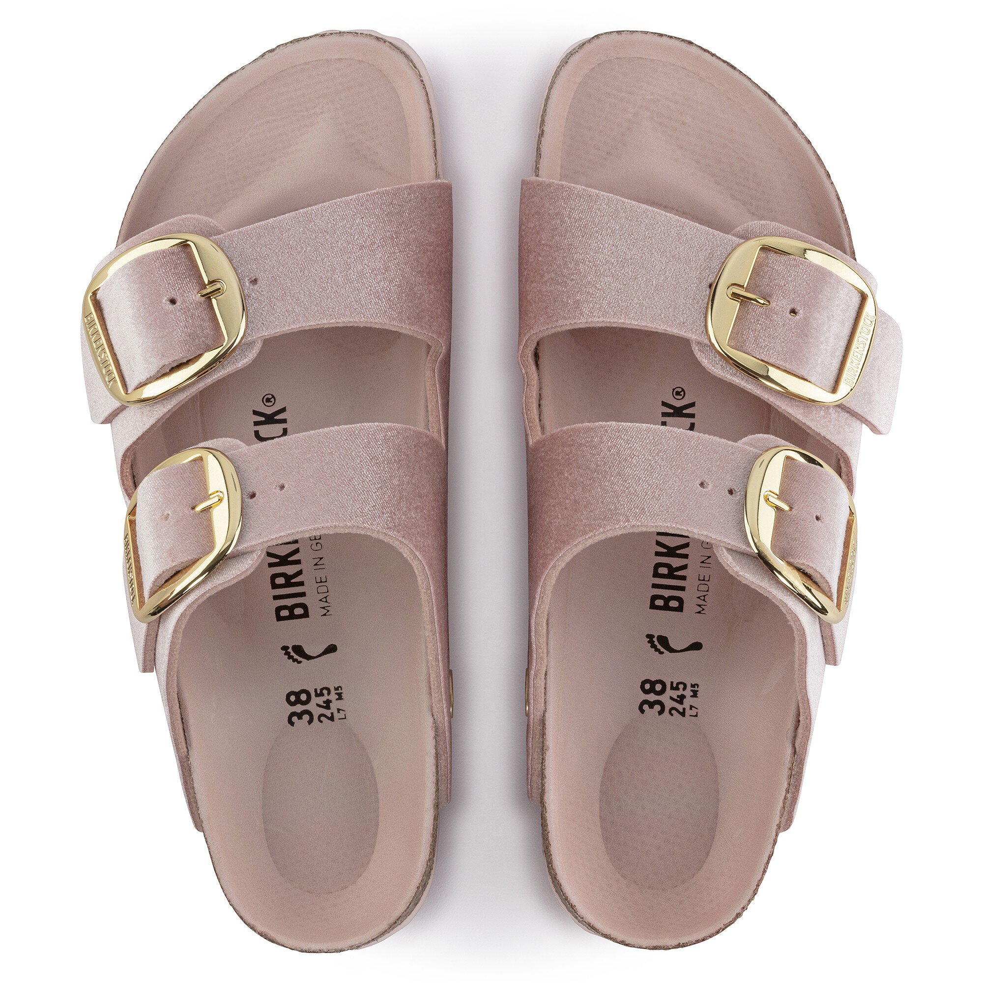 birkenstock arizona big buckle metallic rose
