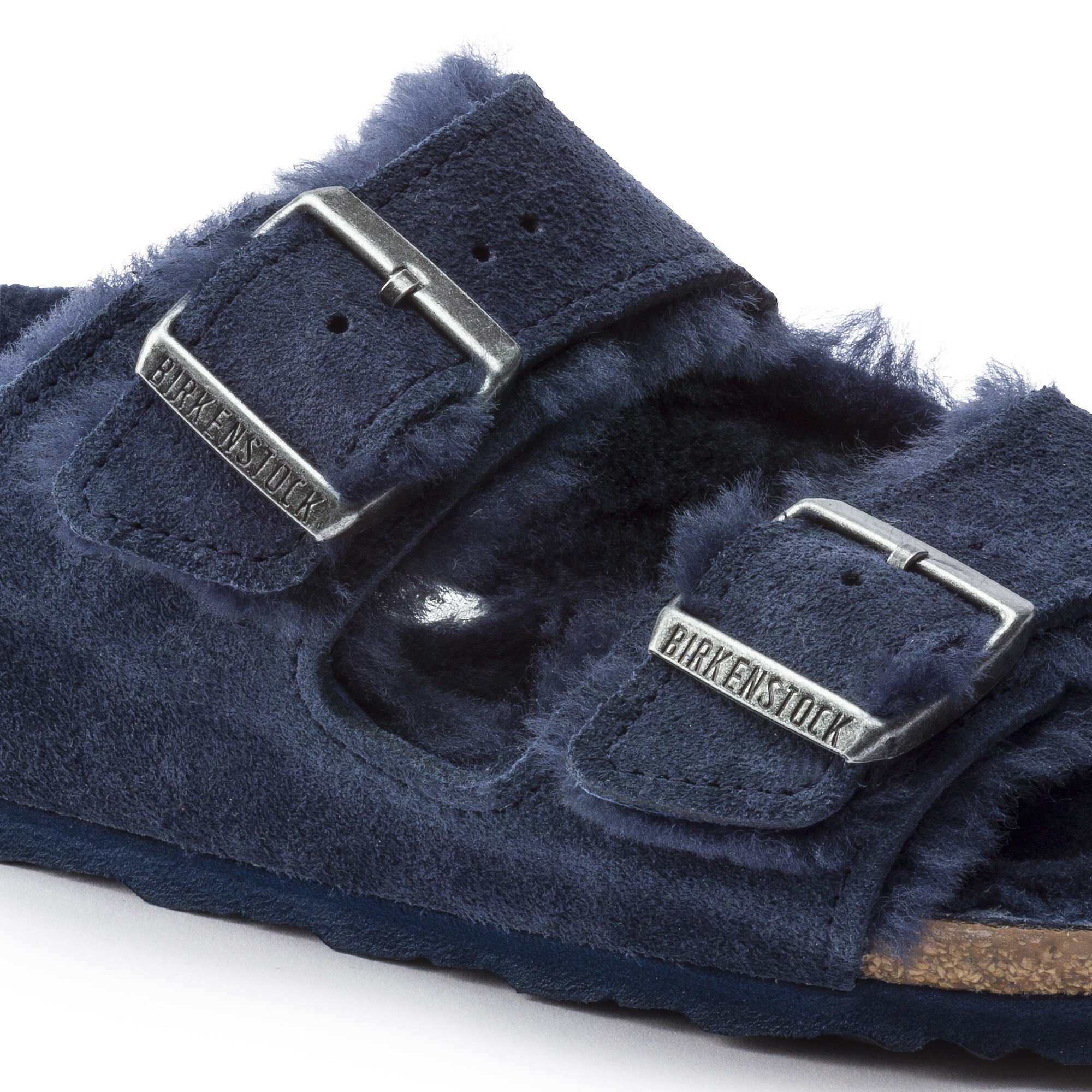 birkenstock arizona shearling blue