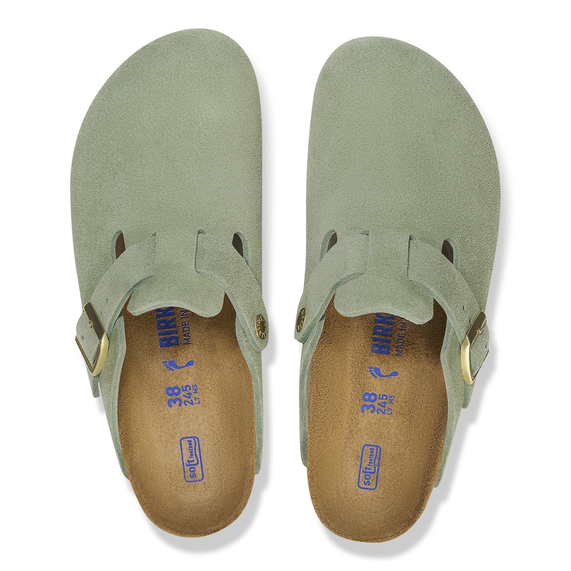 Boston Soft Footbed Suede Leather Green Tea BIRKENSTOCK