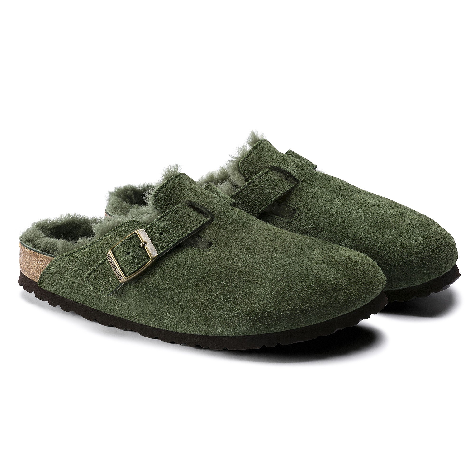 birkenstock boston green suede