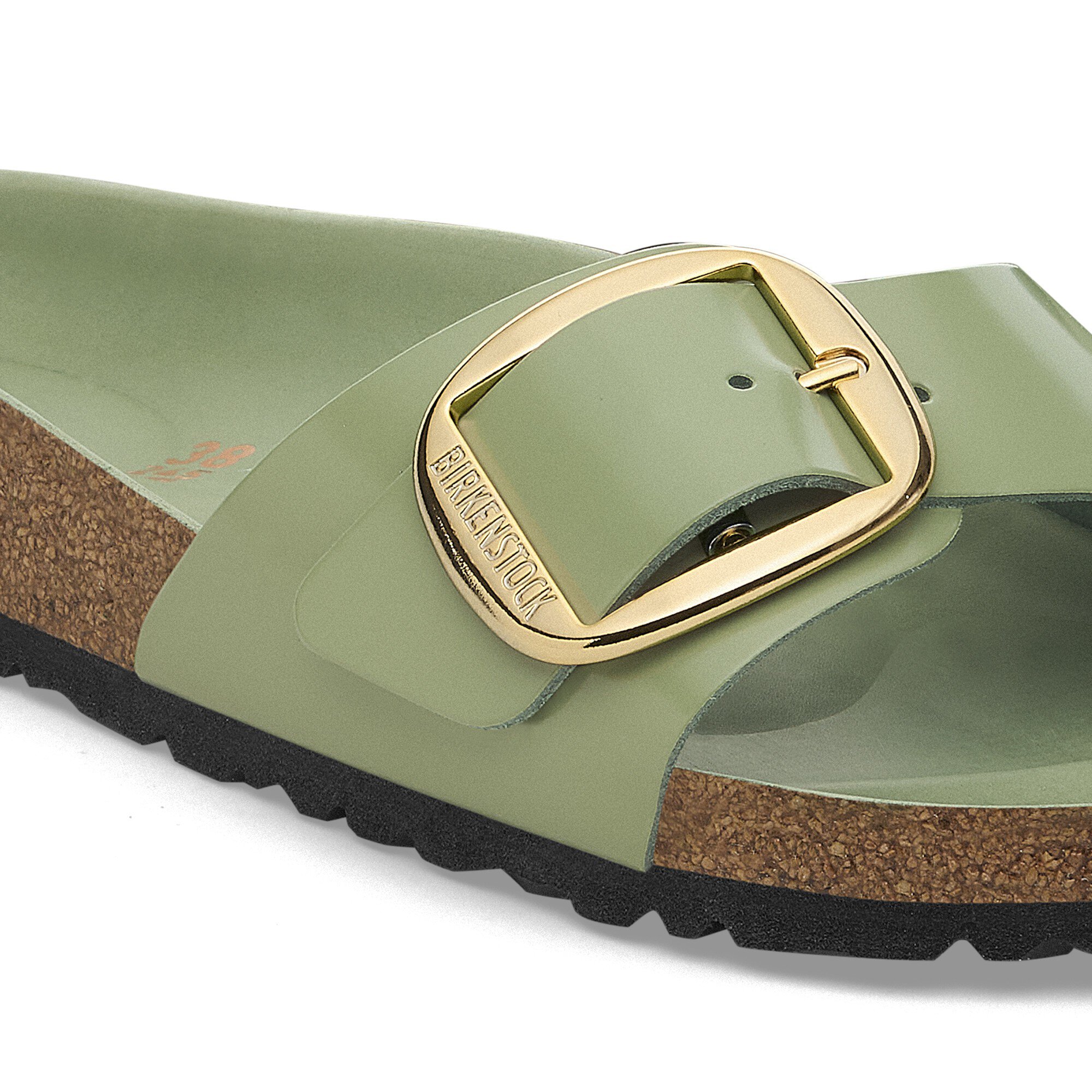 Madrid Big Buckle Natural Leather Patent High-Shine Green