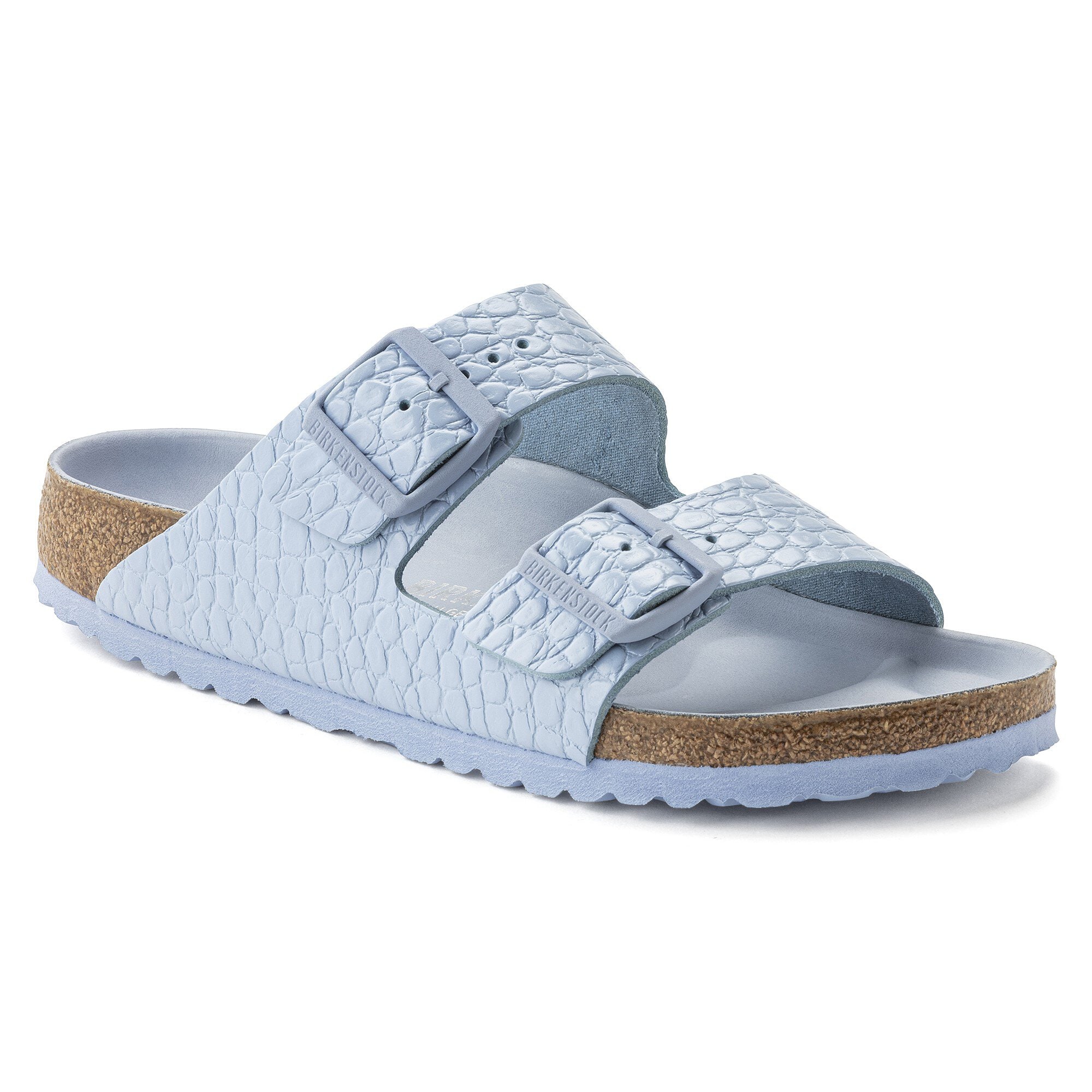 Arizona Rivet Logo Embossed Natural Leather Dusty Blue | BIRKENSTOCK