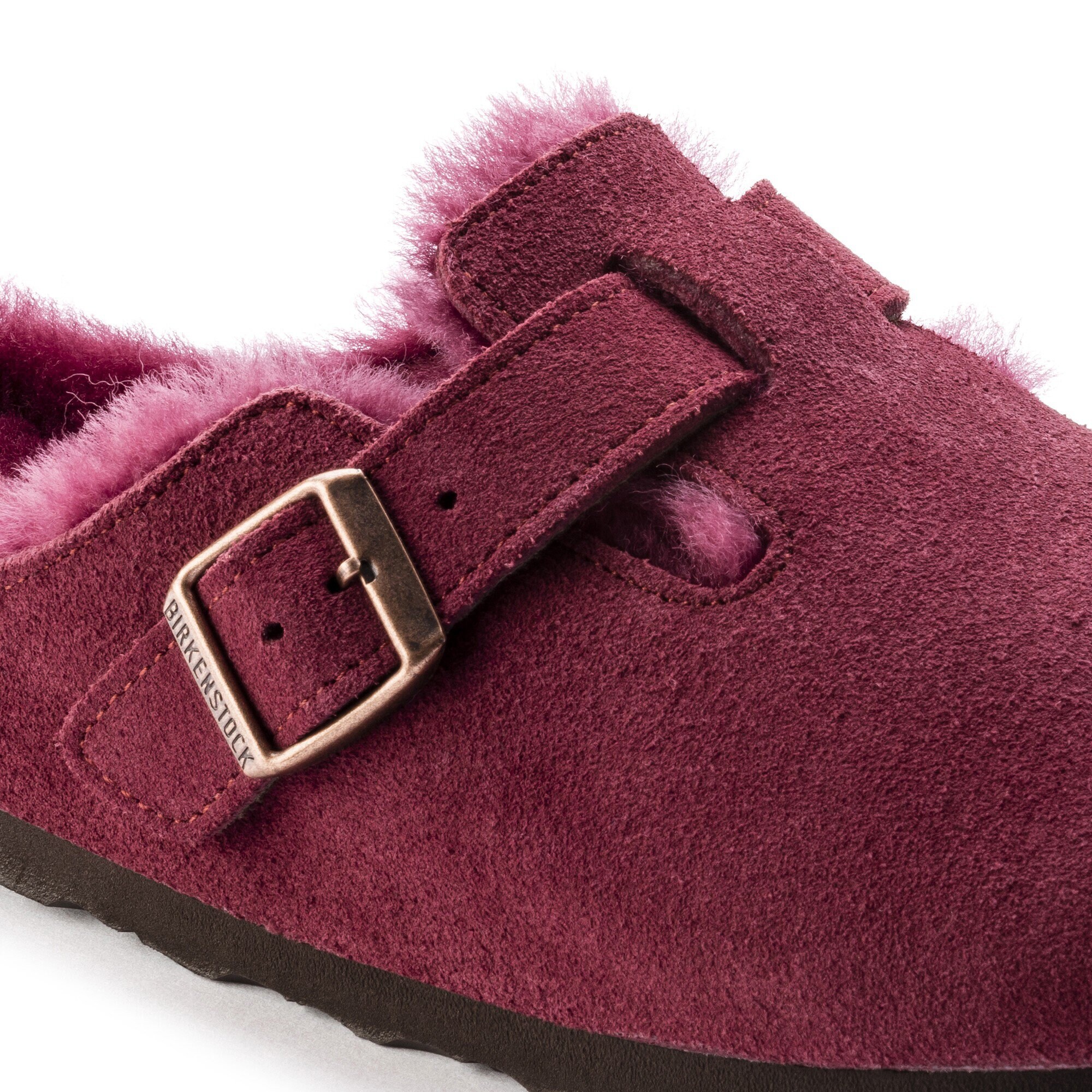 birkenstock boston shearling burgundy
