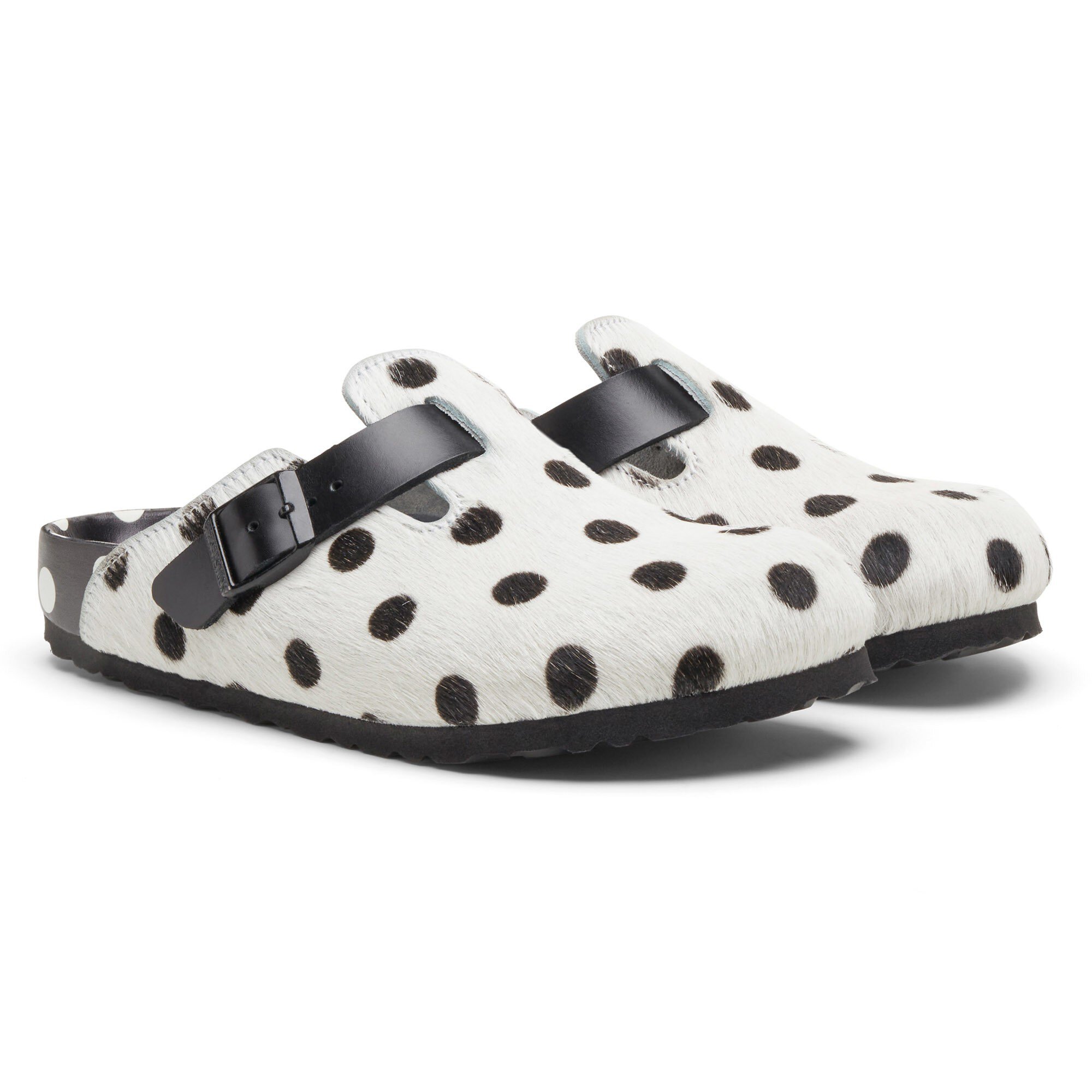 Manolo Blahnik Boston Fur Fur animals Polka Dots White Black