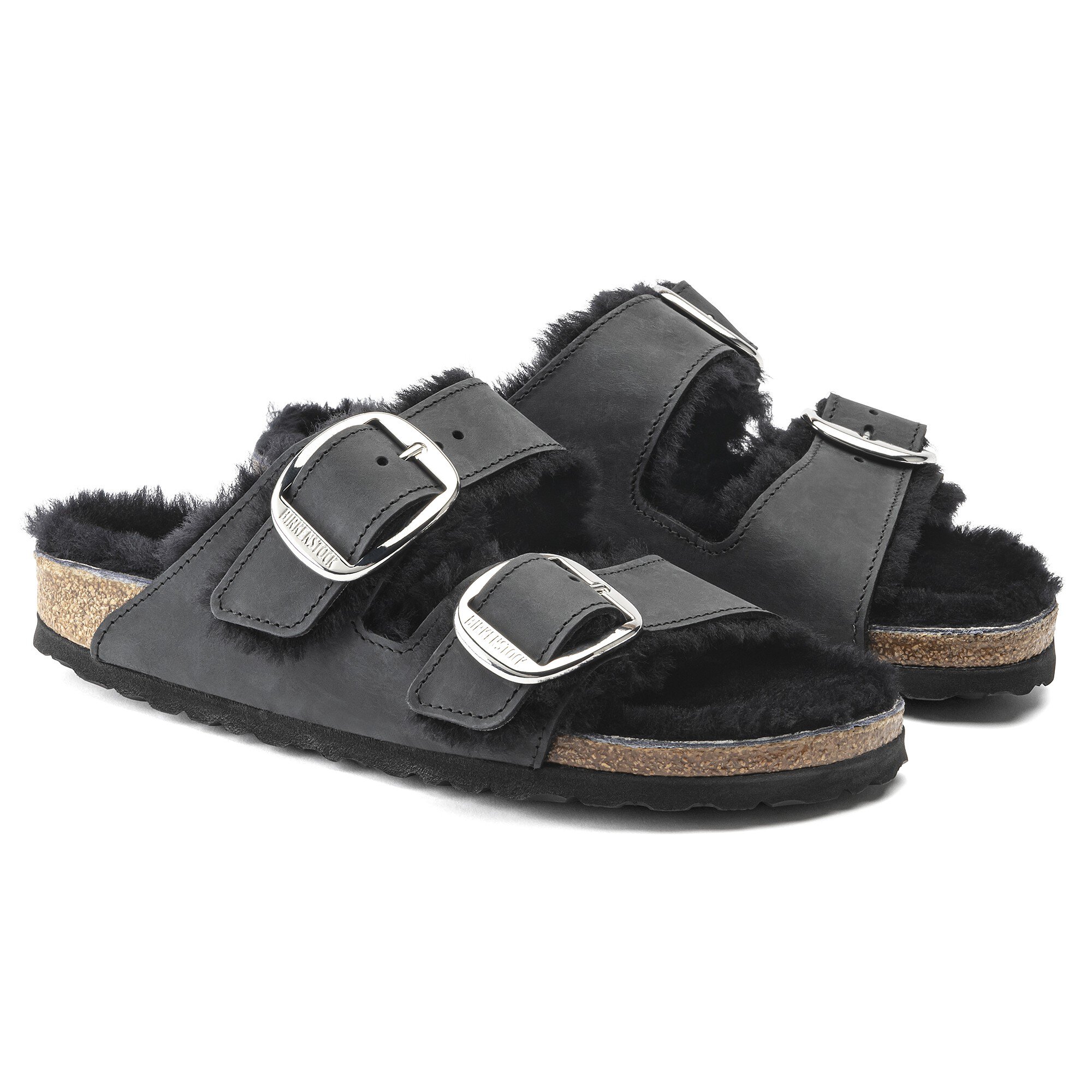 Birkenstock Women's Arizona Big Buckle Shearling Sandal, 40 / Black