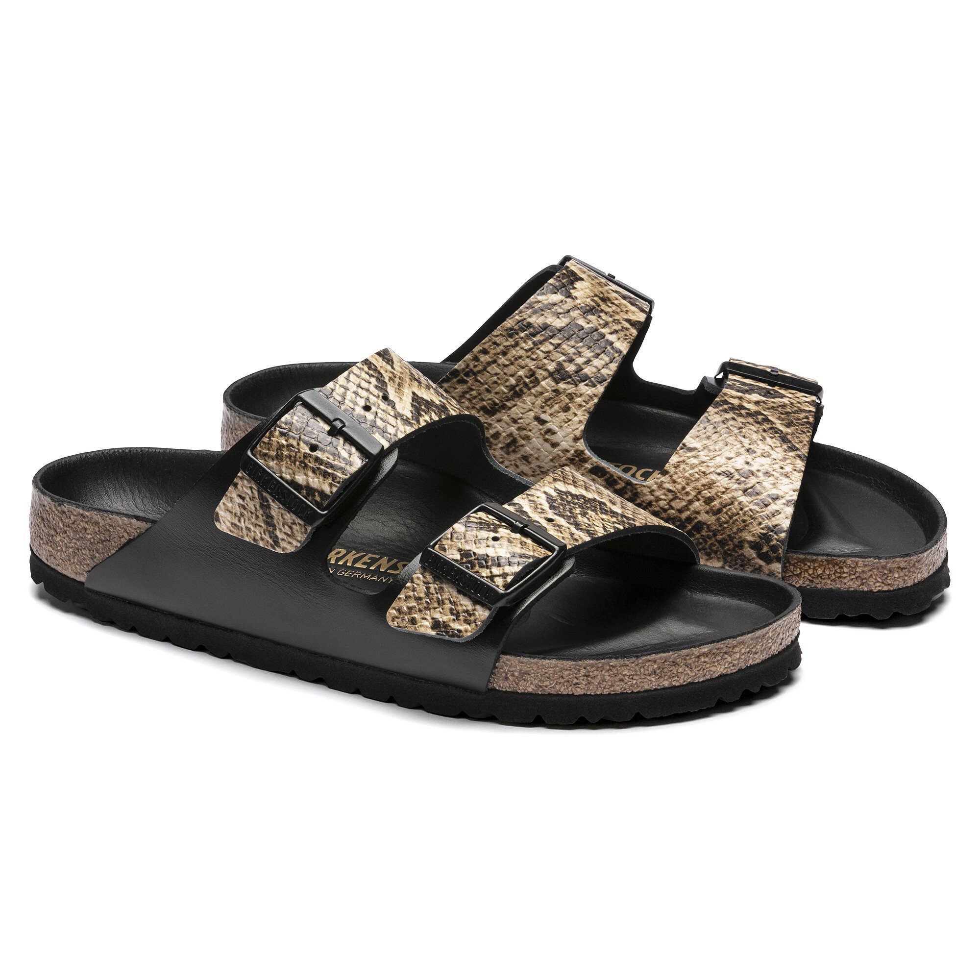 Arizona Embossed Leather Black/Snake | BIRKENSTOCK