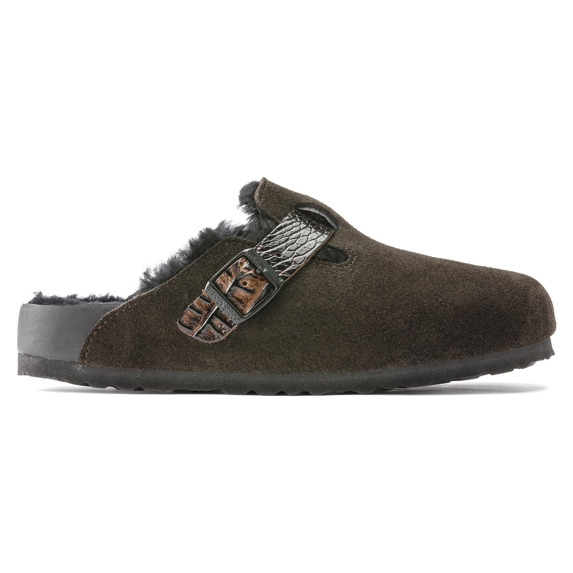 Boston Shearling Suede Leather Mocha Black