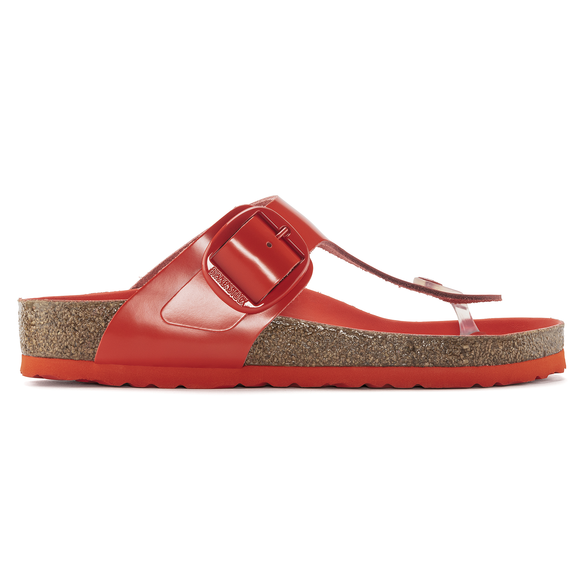 Gizeh Big Buckle Natural Leather Patent High Shine Tomato | BIRKENSTOCK