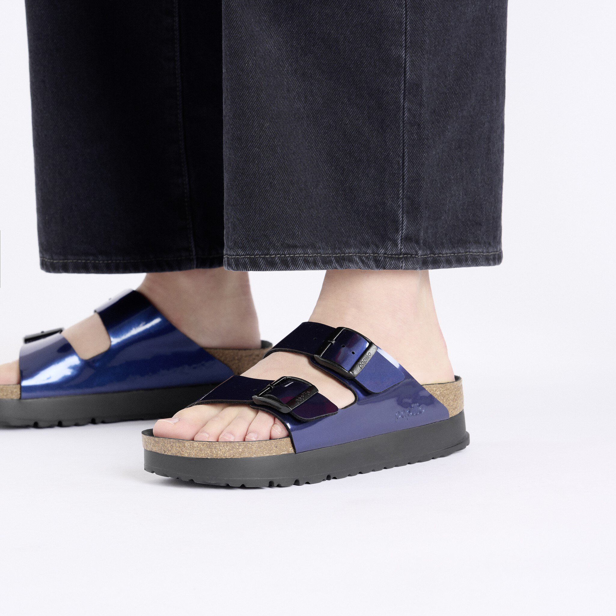 Birkenstock arizona metallic blue outlet