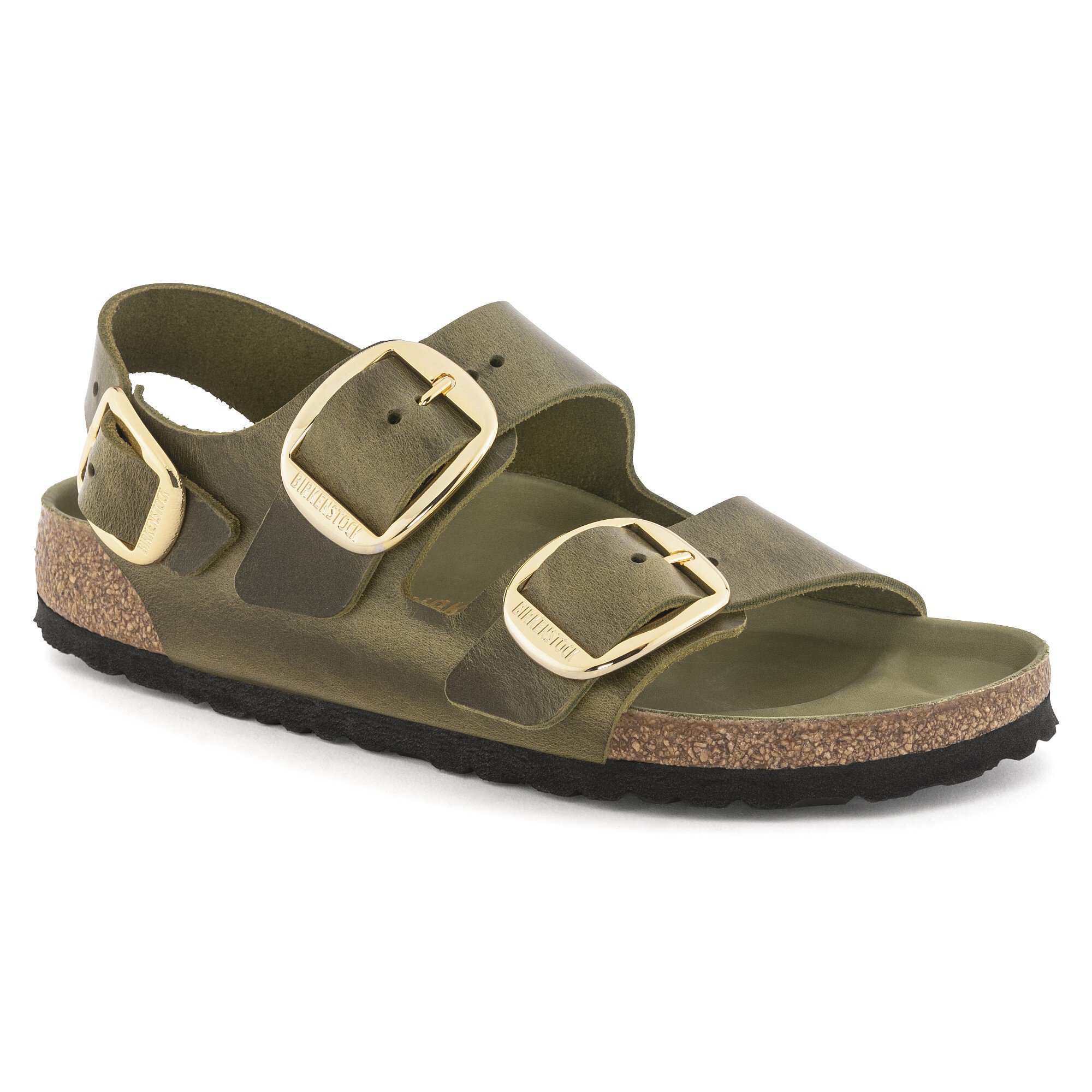 Milano Big Buckle Oiled Leather Olive Green BIRKENSTOCK