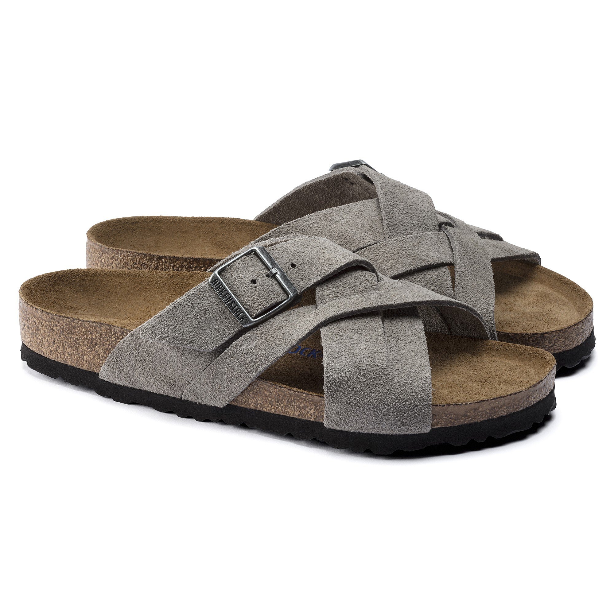 Lugano Soft Footbed Suede Leather Stone Coin | BIRKENSTOCK