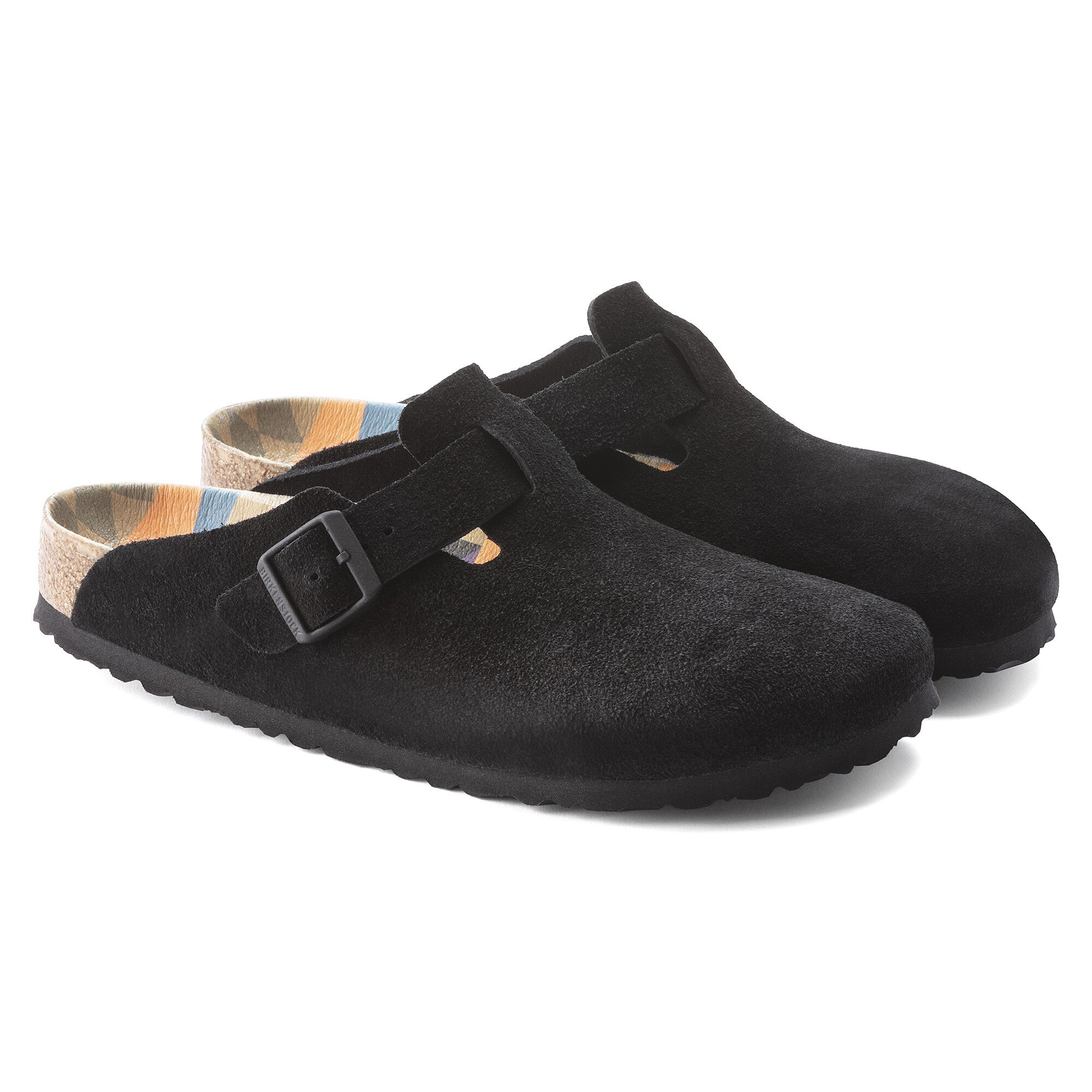 Birkenstock Boston Suede Leather Black Clogs