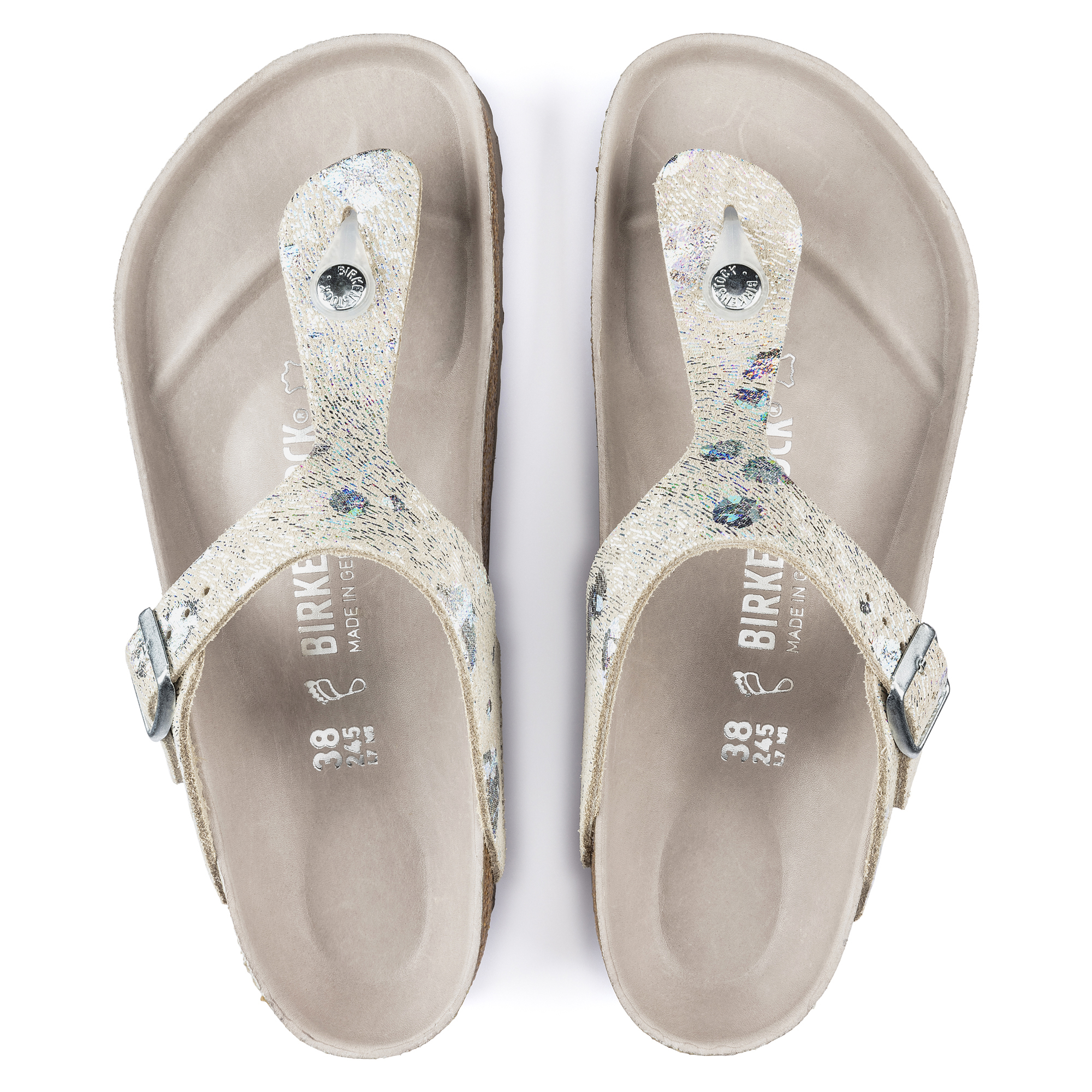 silver gizeh birkenstock sandals