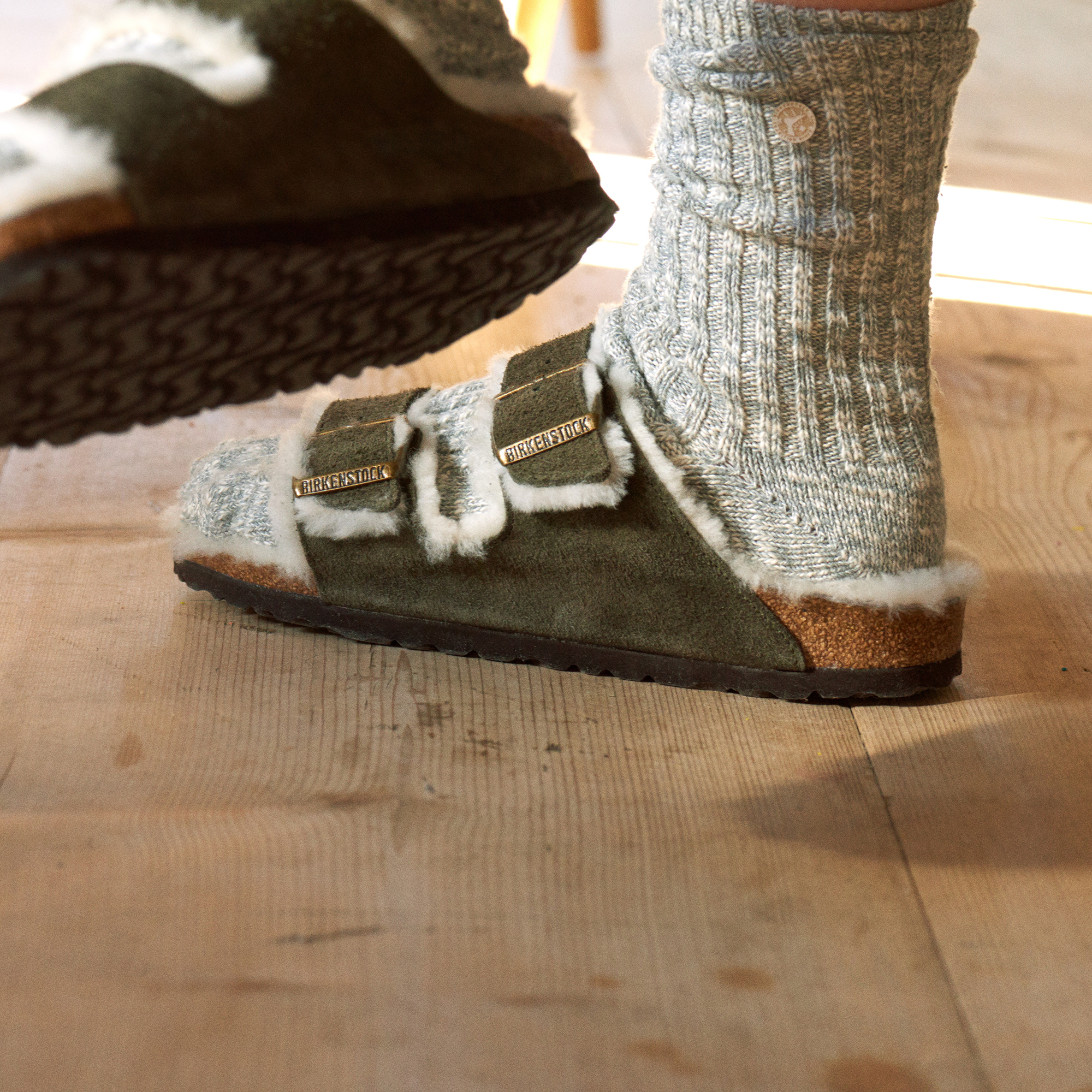 birkenstock arizona shearling shoes