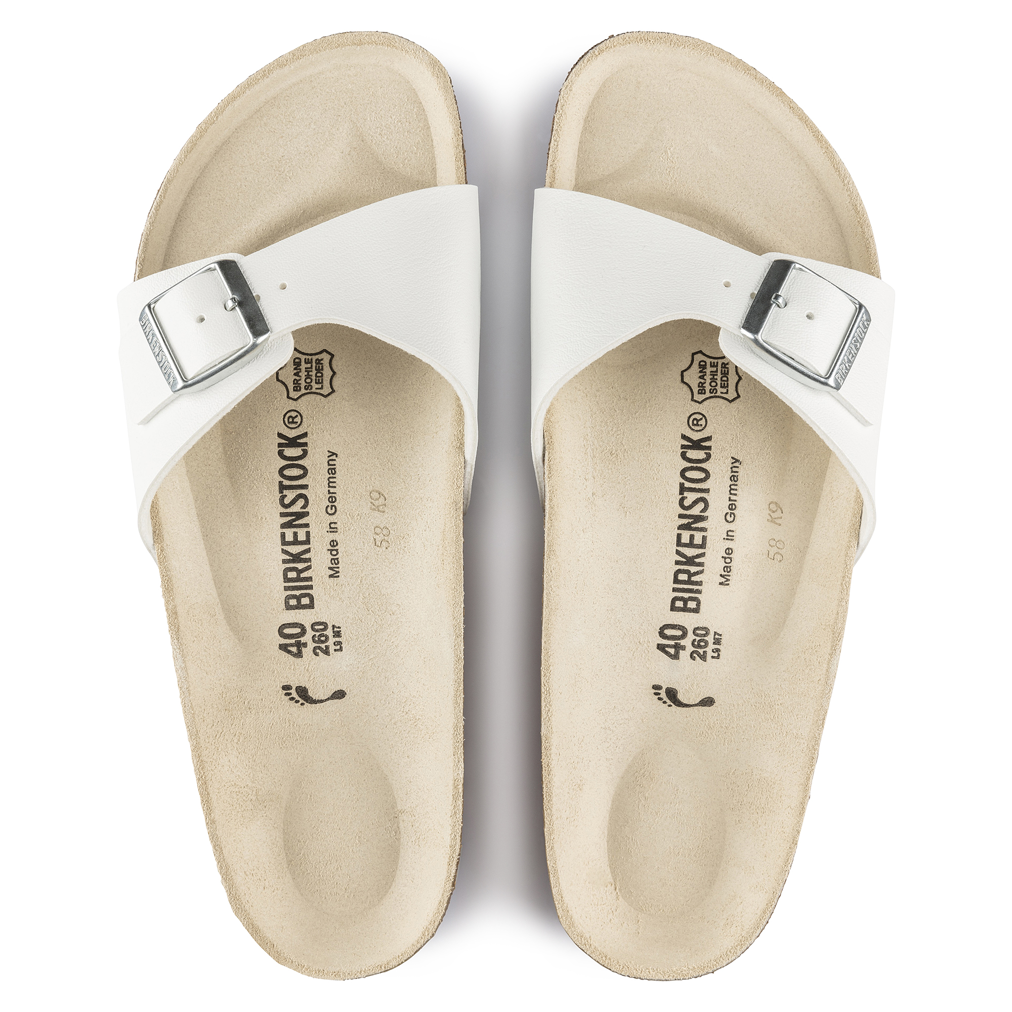 BIRKENSTOCK Made in Germany Double Strap White Plastic Slides Sandals Size  41