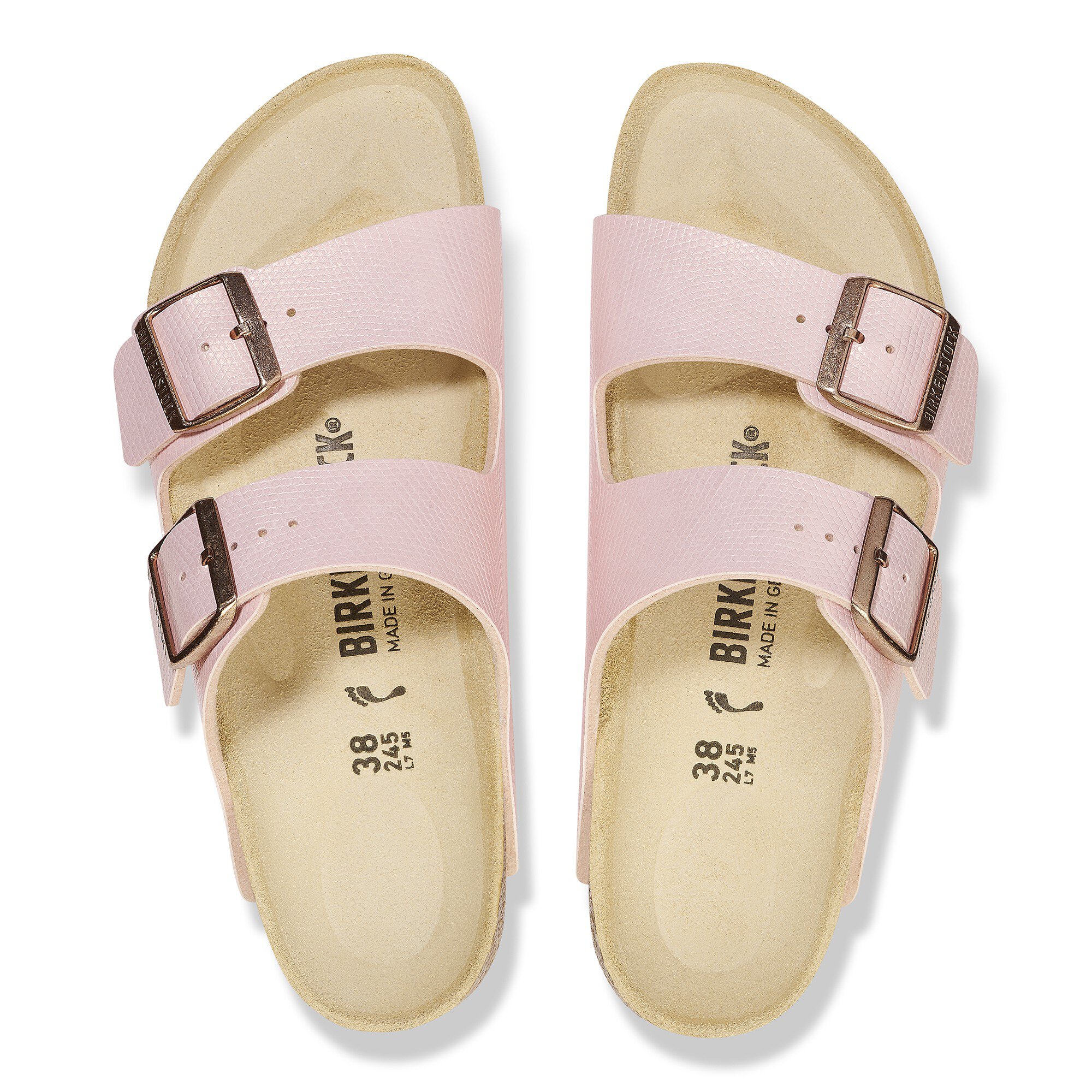 Arizona Birko-Flor Embossed Shiny Light Rose | BIRKENSTOCK