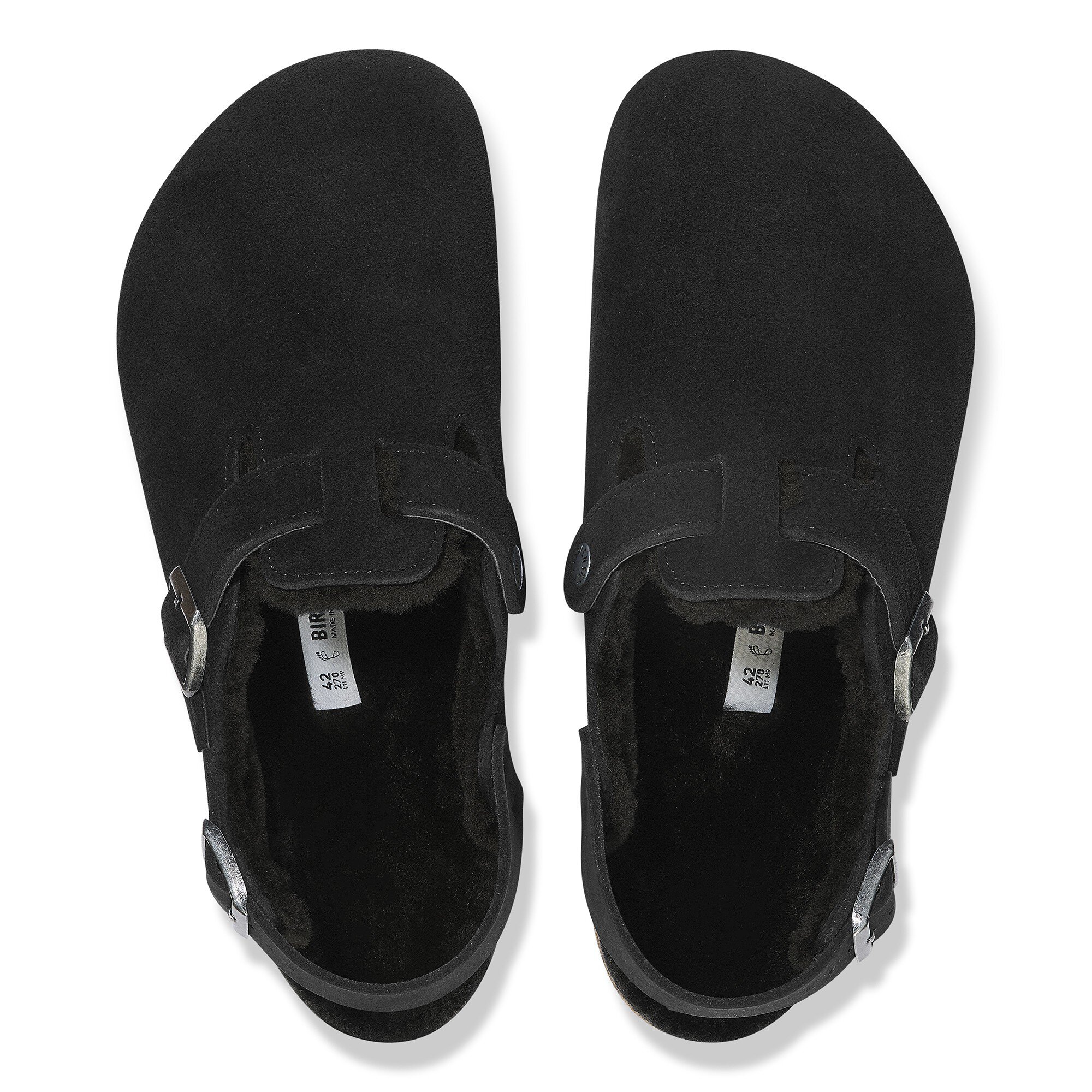 BIRKENSTOCK｜MULES (TOKIO SHEARLING BLACK (1028328)) Birkenstock Tokio suede and fur sabot in black color
