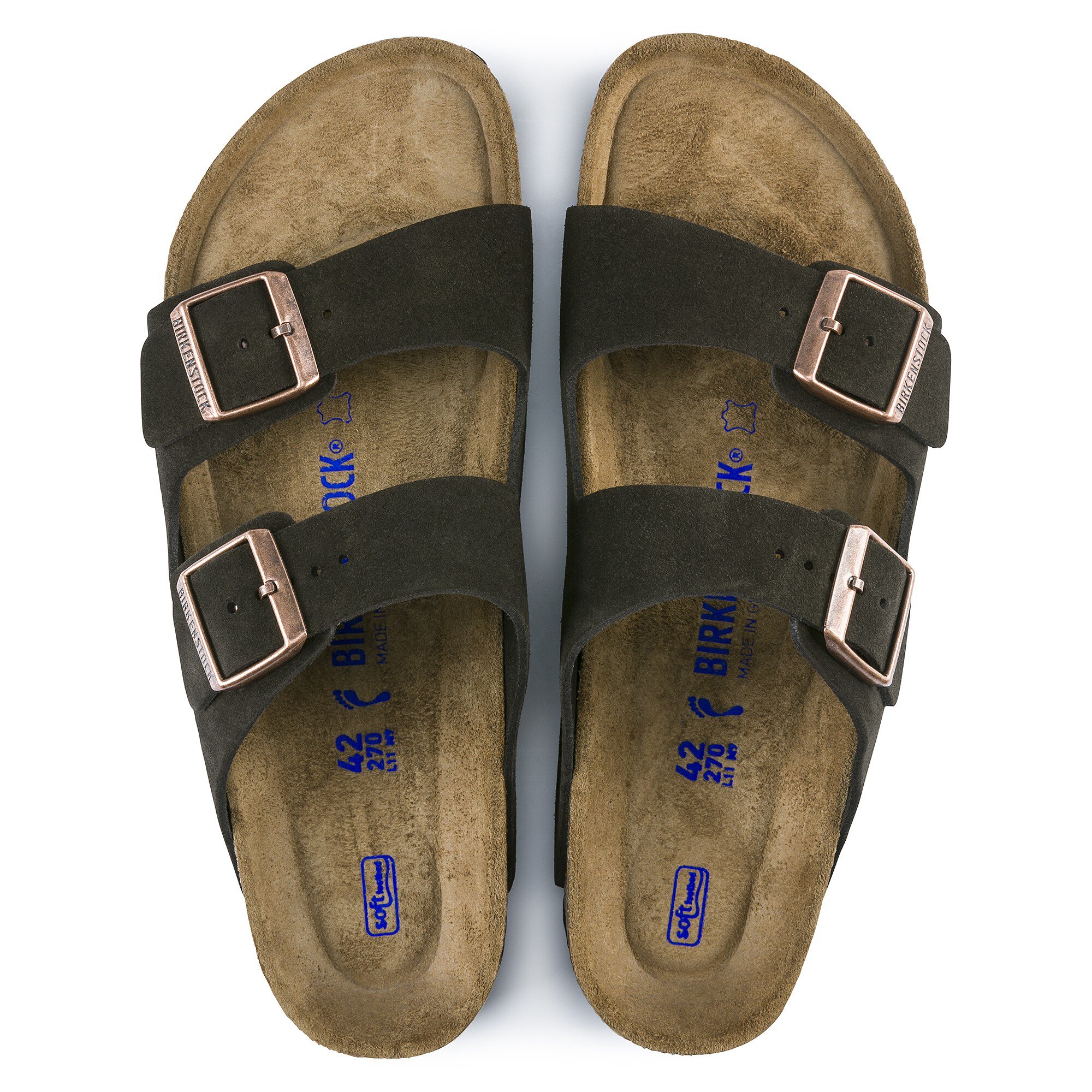 Prøve Slået lastbil kapsel Arizona blød fodseng Suede Leather Mocha | BIRKENSTOCK