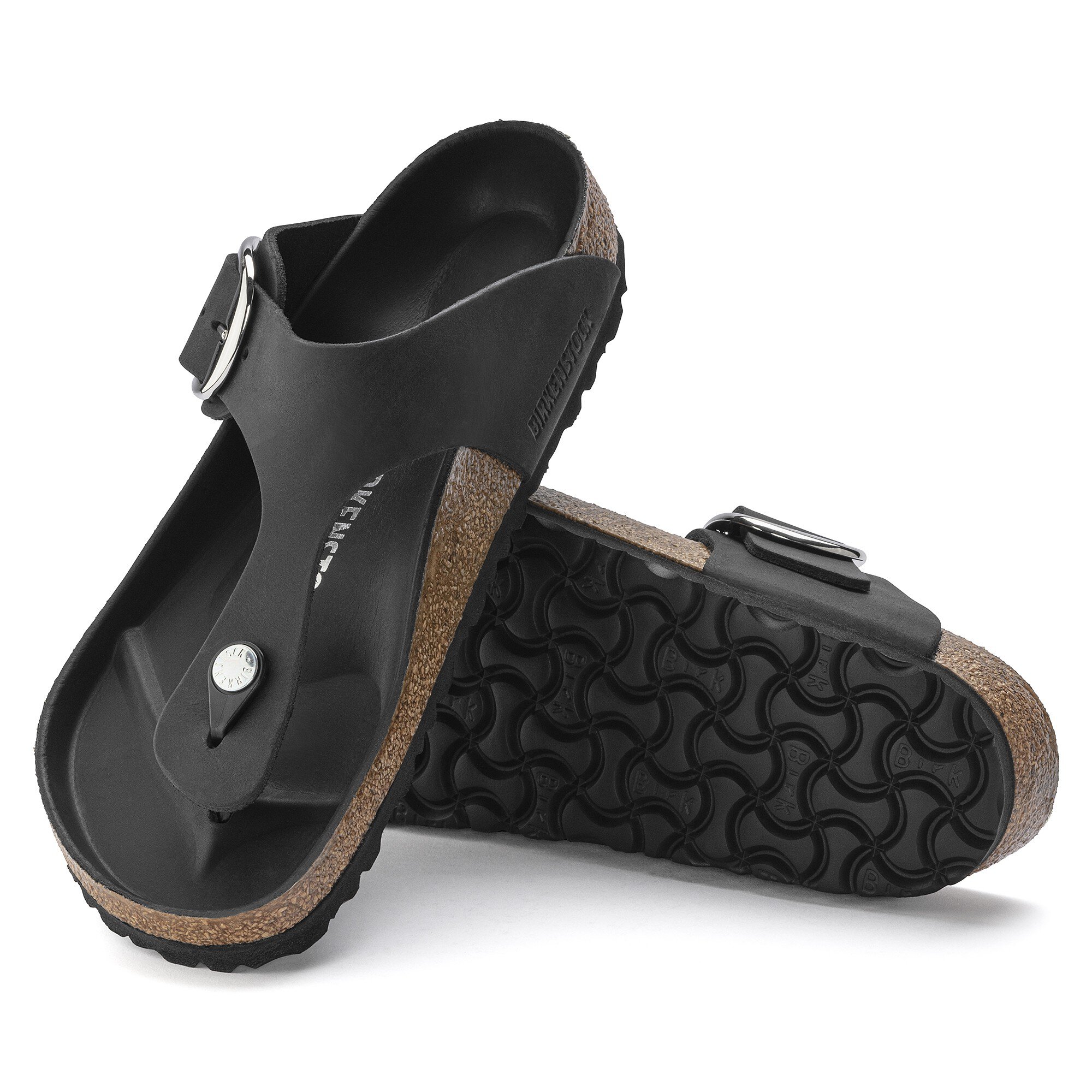 Gizeh Big Buckle Oiled Leather Black | BIRKENSTOCK