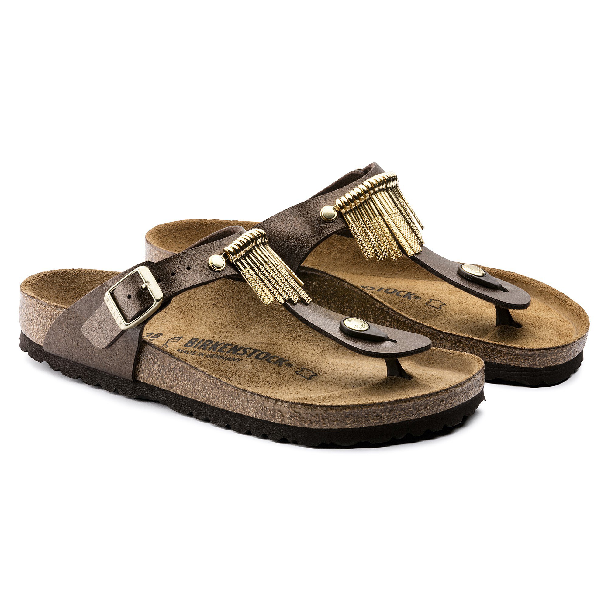 Birkenstock with metal sales fringe