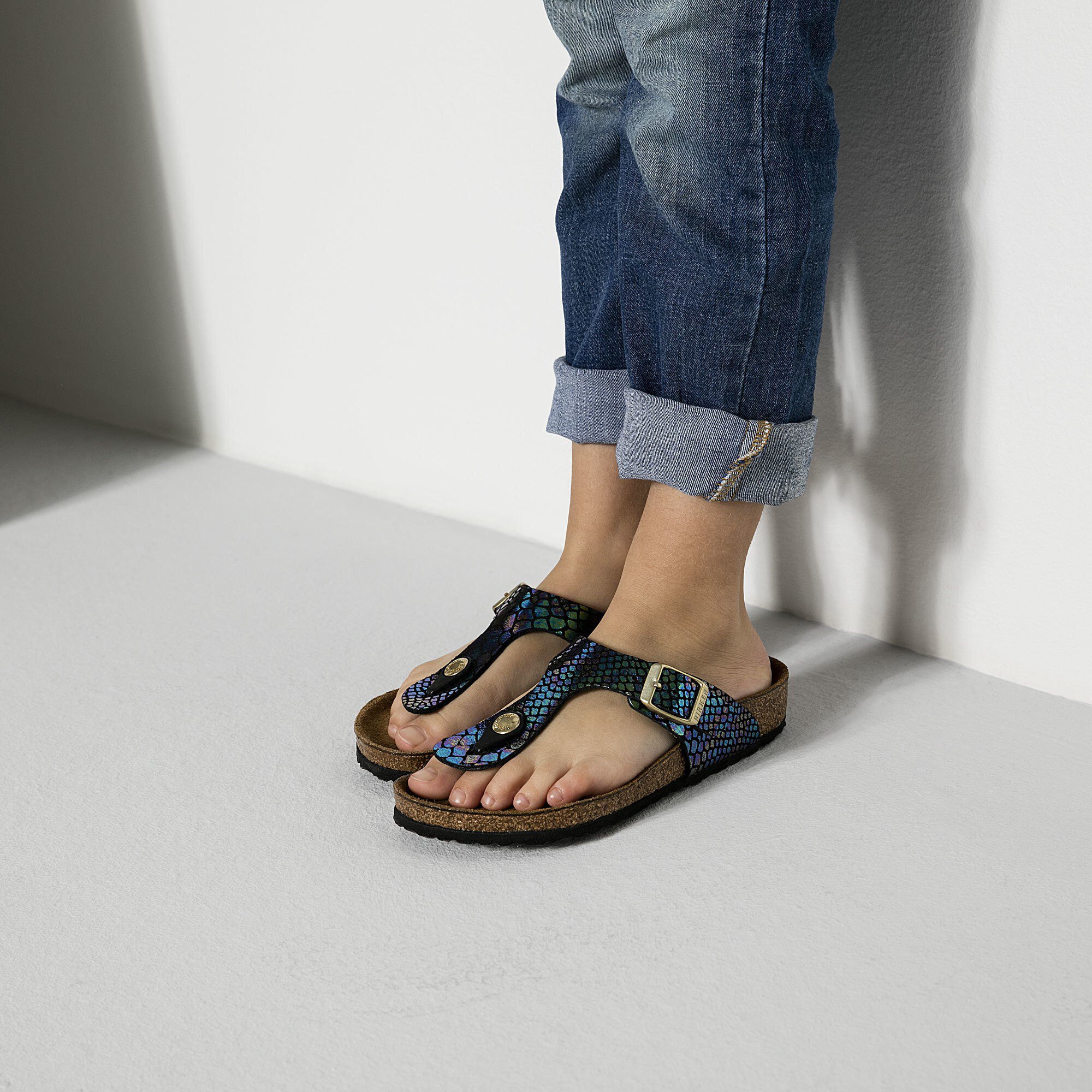 Birkenstock gizeh shiny snake schwarz Clearance