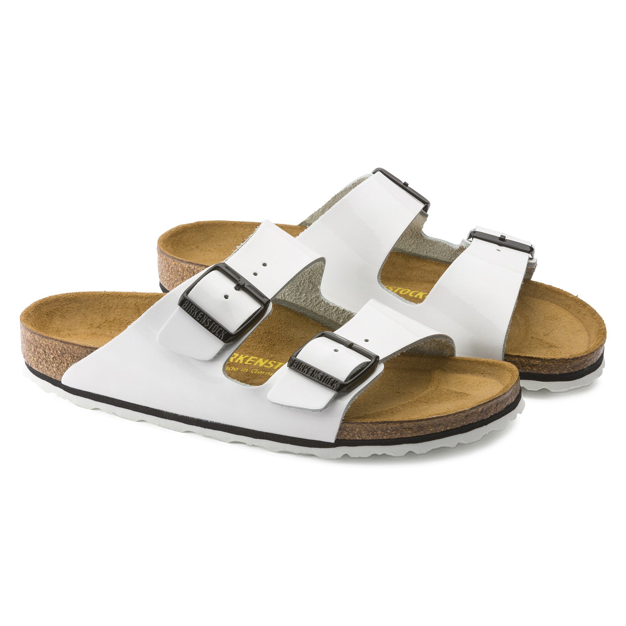 white leather birkenstock sandals