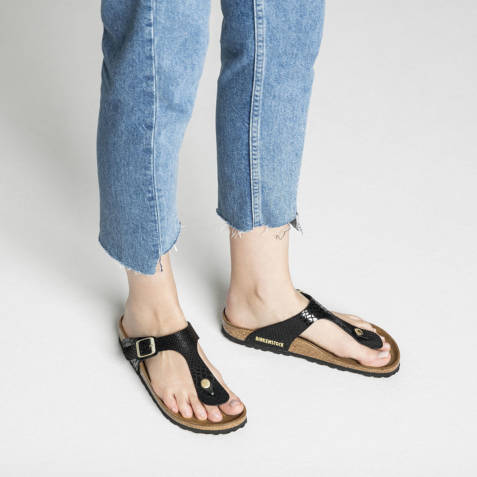 black shiny birkenstocks