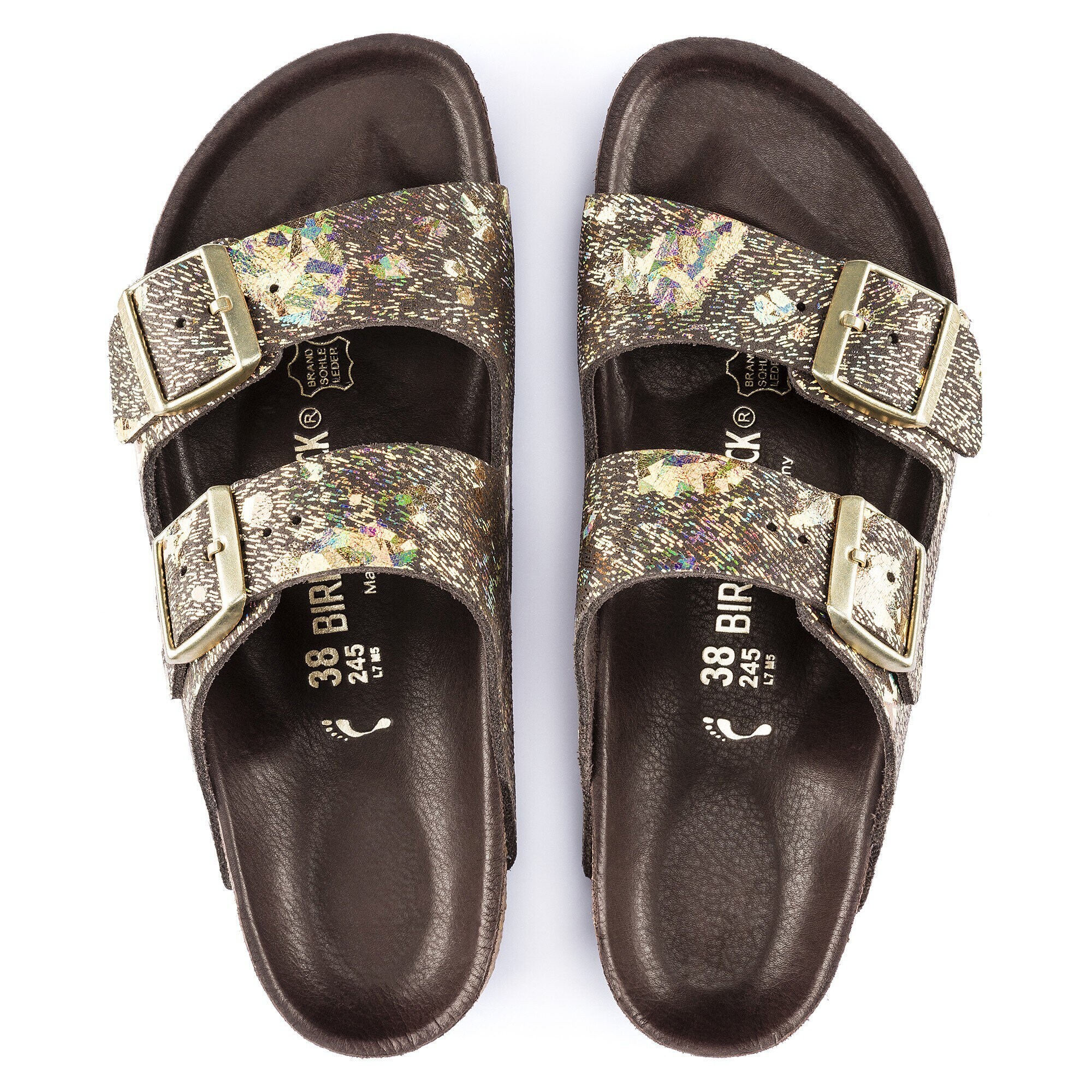 Shoes Birkenstock Arizona Hex Metallic Brown Natural Leather Spotted • shop