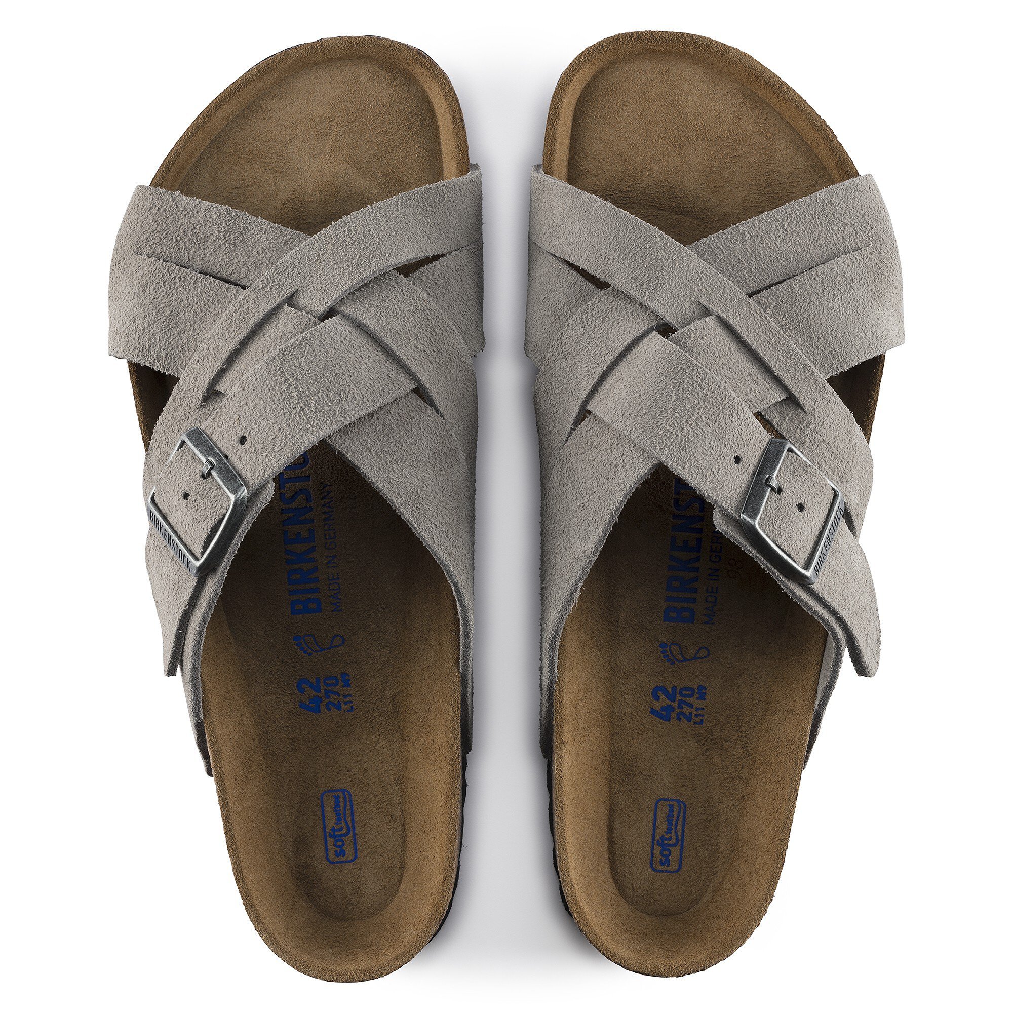 Lugano Soft Footbed Suede Leather Stone Coin | BIRKENSTOCK