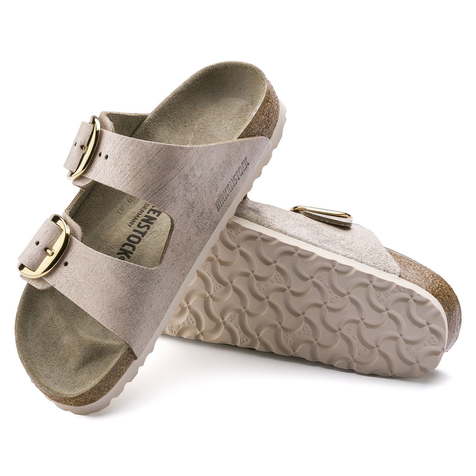 Samle Fængsling ødemark Arizona Big Buckle Leather Washed Metallic Rose Gold | BIRKENSTOCK