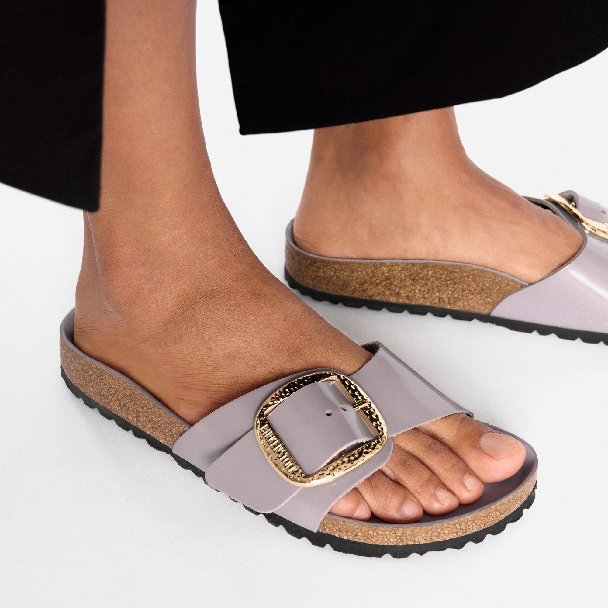 【新品】BIRKENSTOCK Madrid 26cm Madrid Big Buckle Natural Leather Patent High-Shine Surf