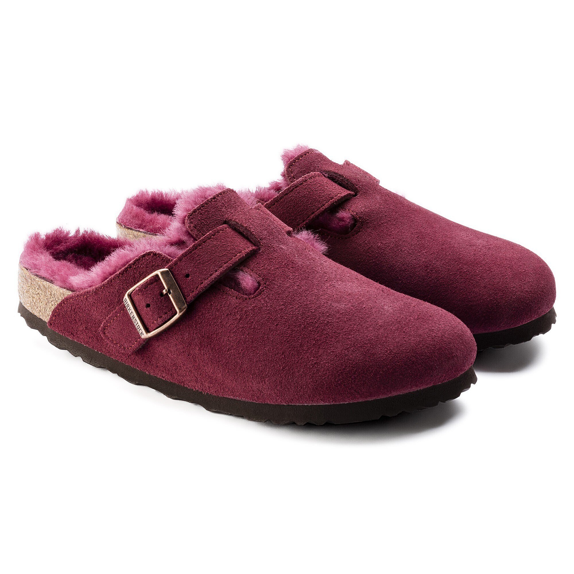 birkenstock boston shearling burgundy