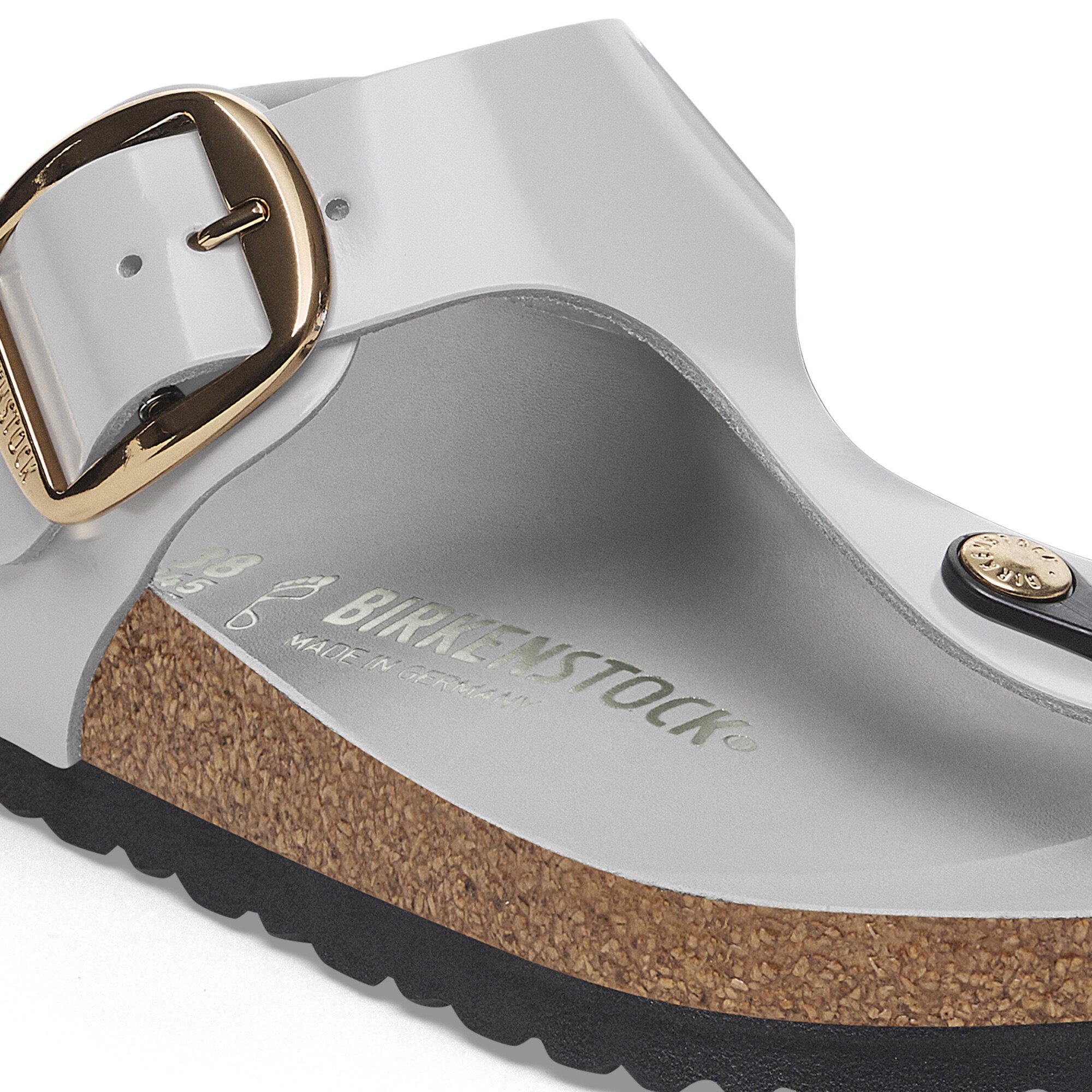 Gizeh Big Buckle Natural Leather Patent High-Shine Stone
