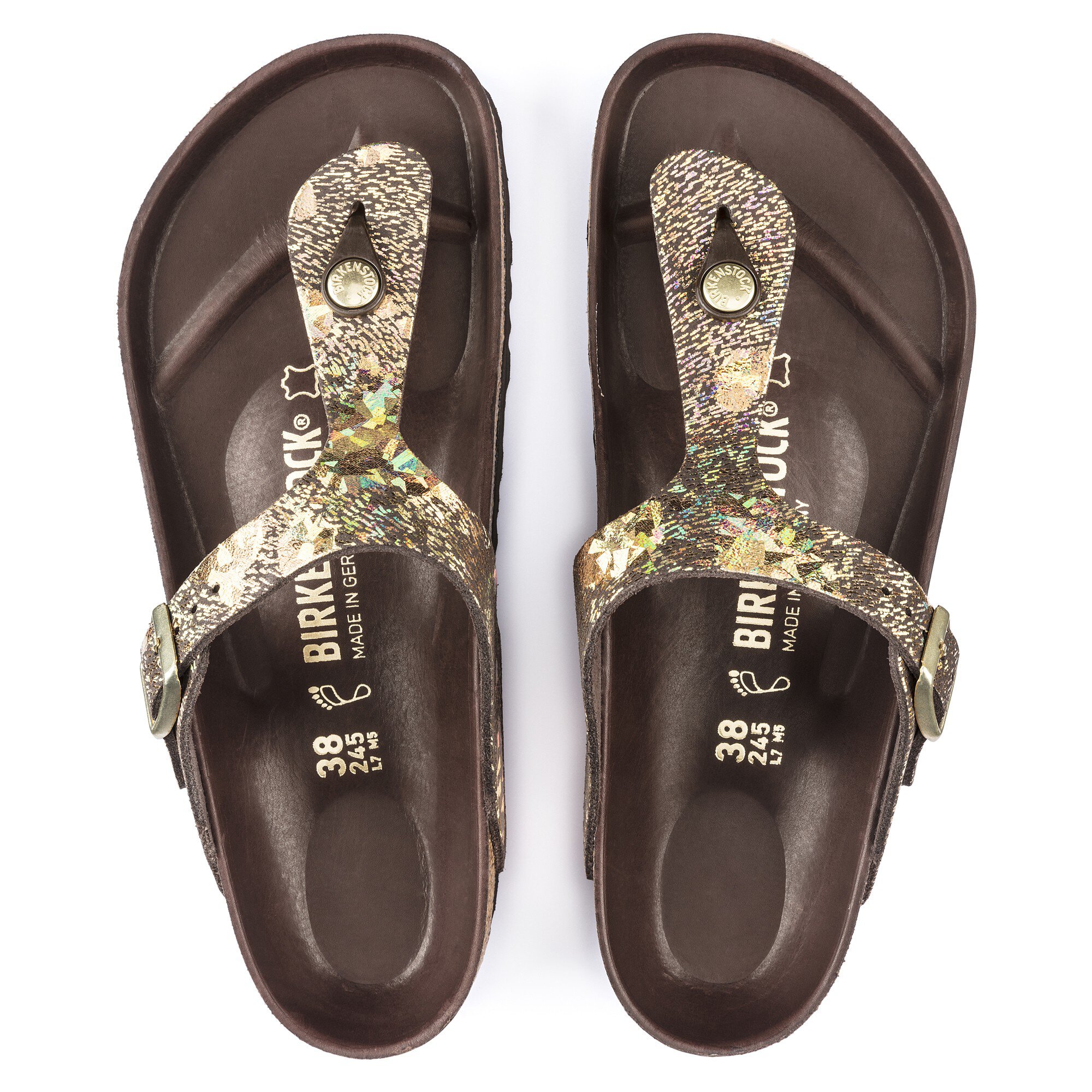 Sta op Vernietigen Hoogland Gizeh Leather Spotted Metallic Brown | BIRKENSTOCK