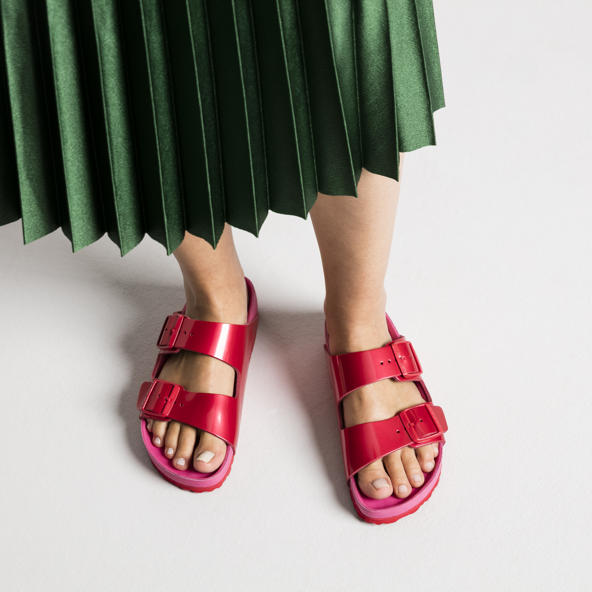 red and pink birkenstock