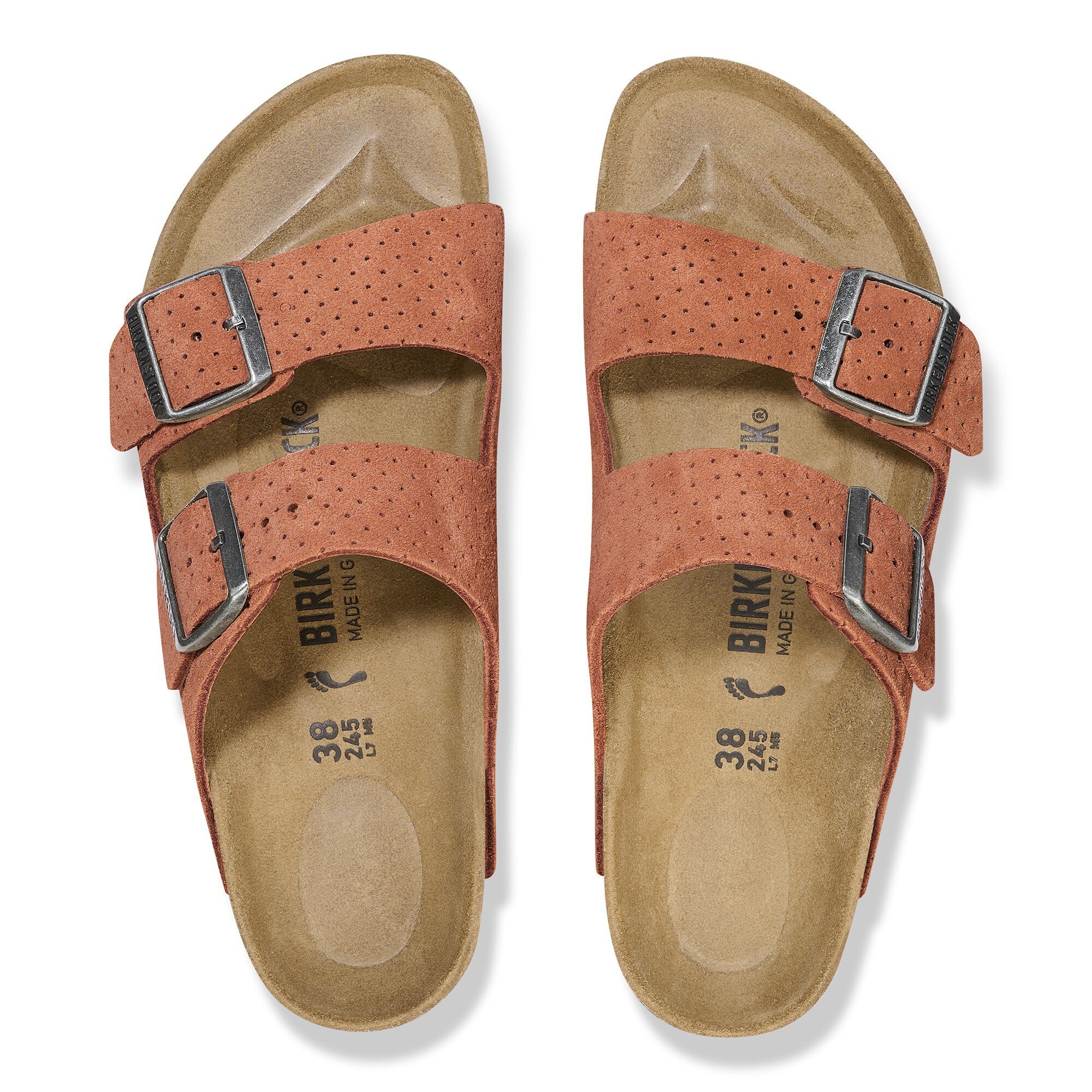Arizona Suede Embossed Dotted Burnt Orange | BIRKENSTOCK