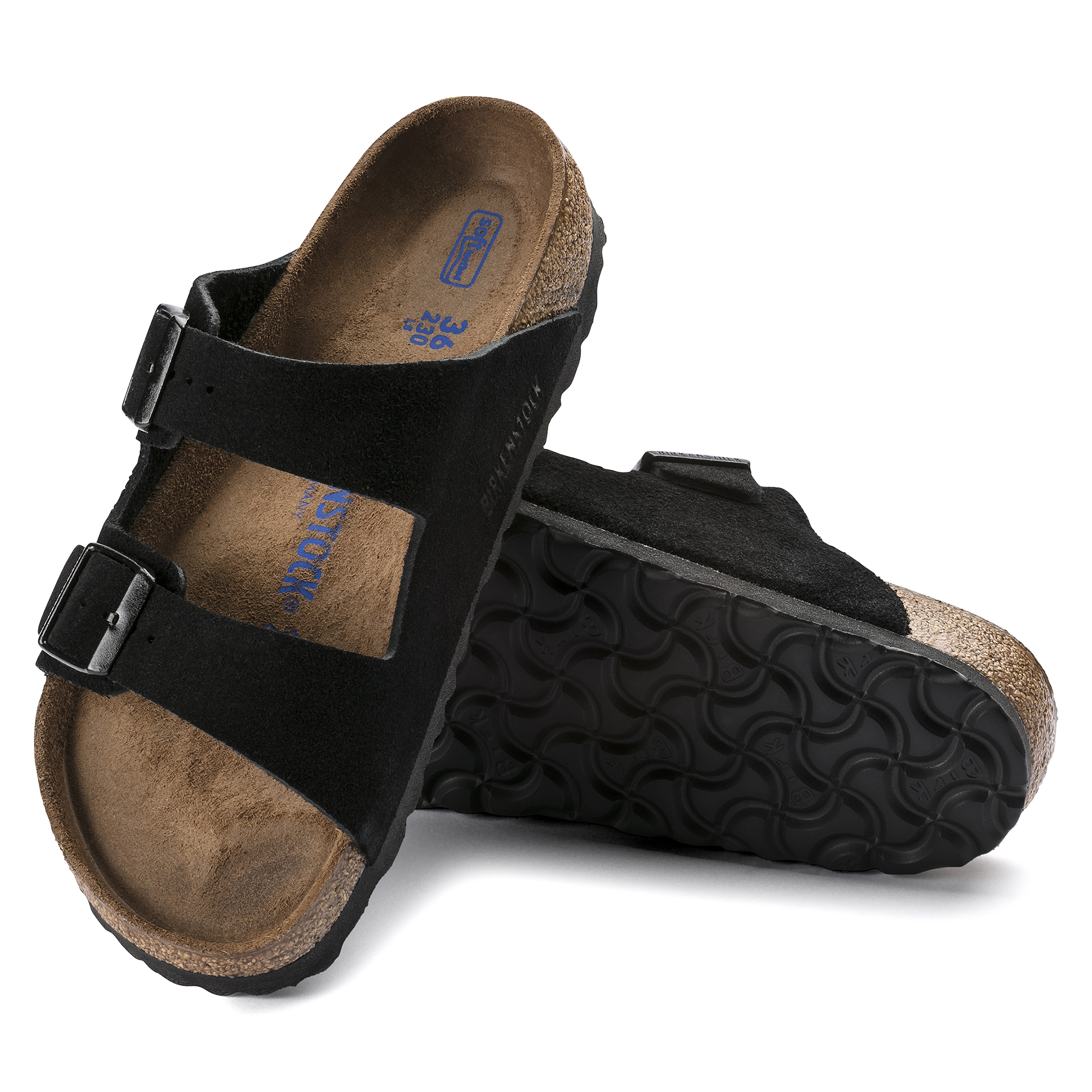 Birkenstock Black Arizona Suede Leather Narrow Fit Mens Sandals