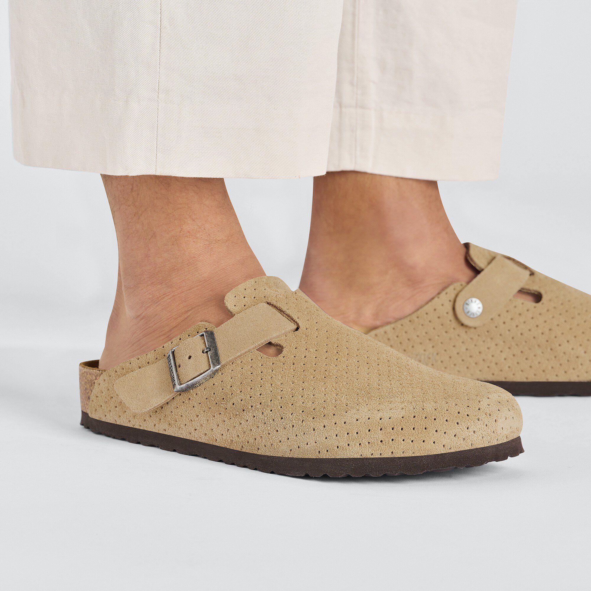 靴 BIRKENSTOCK Boston BS Emboss Dots Boston BS Suede Leather Embossed Emboss Dots New Beige