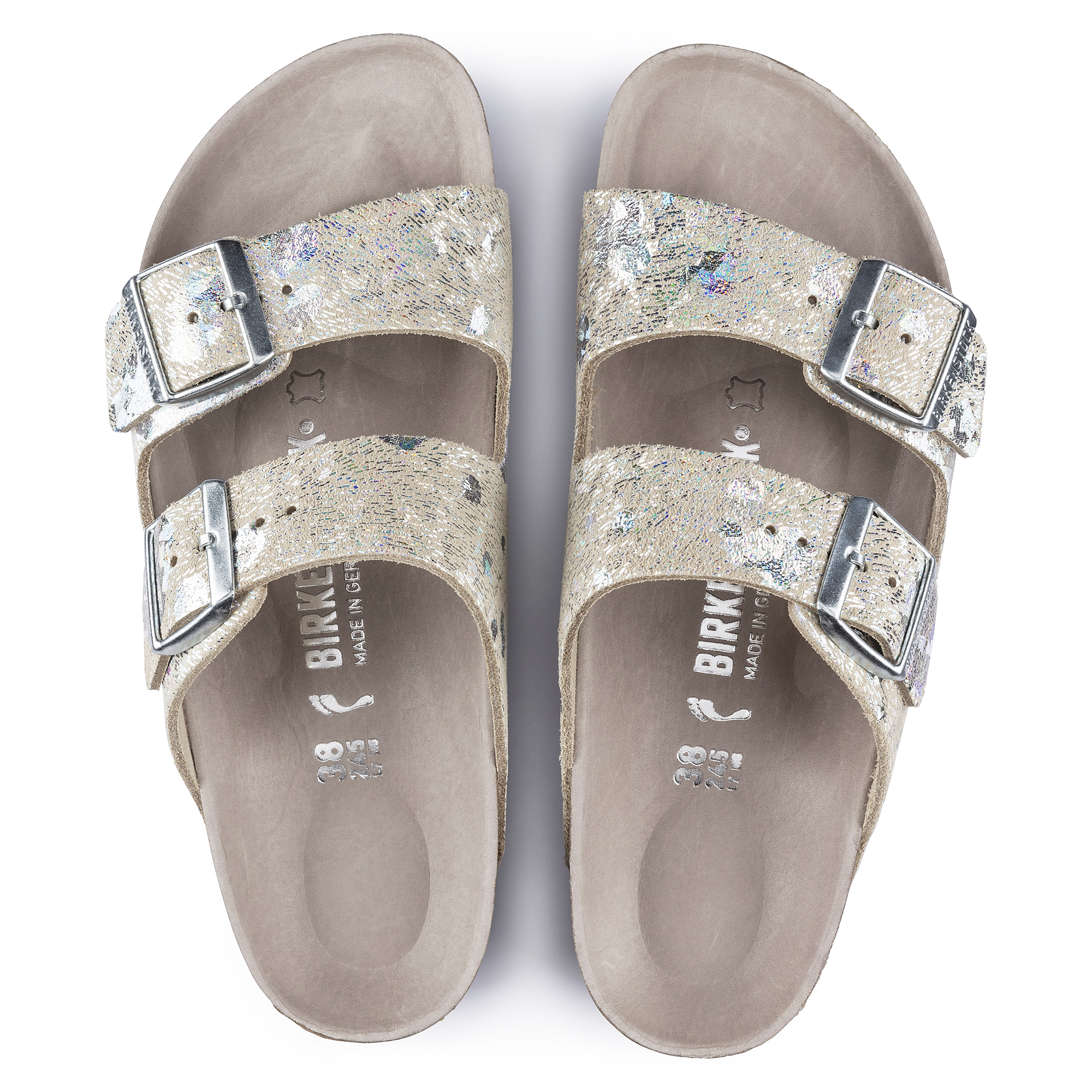 Shoes Birkenstock Arizona Hex Metallic Brown Natural Leather Spotted • shop