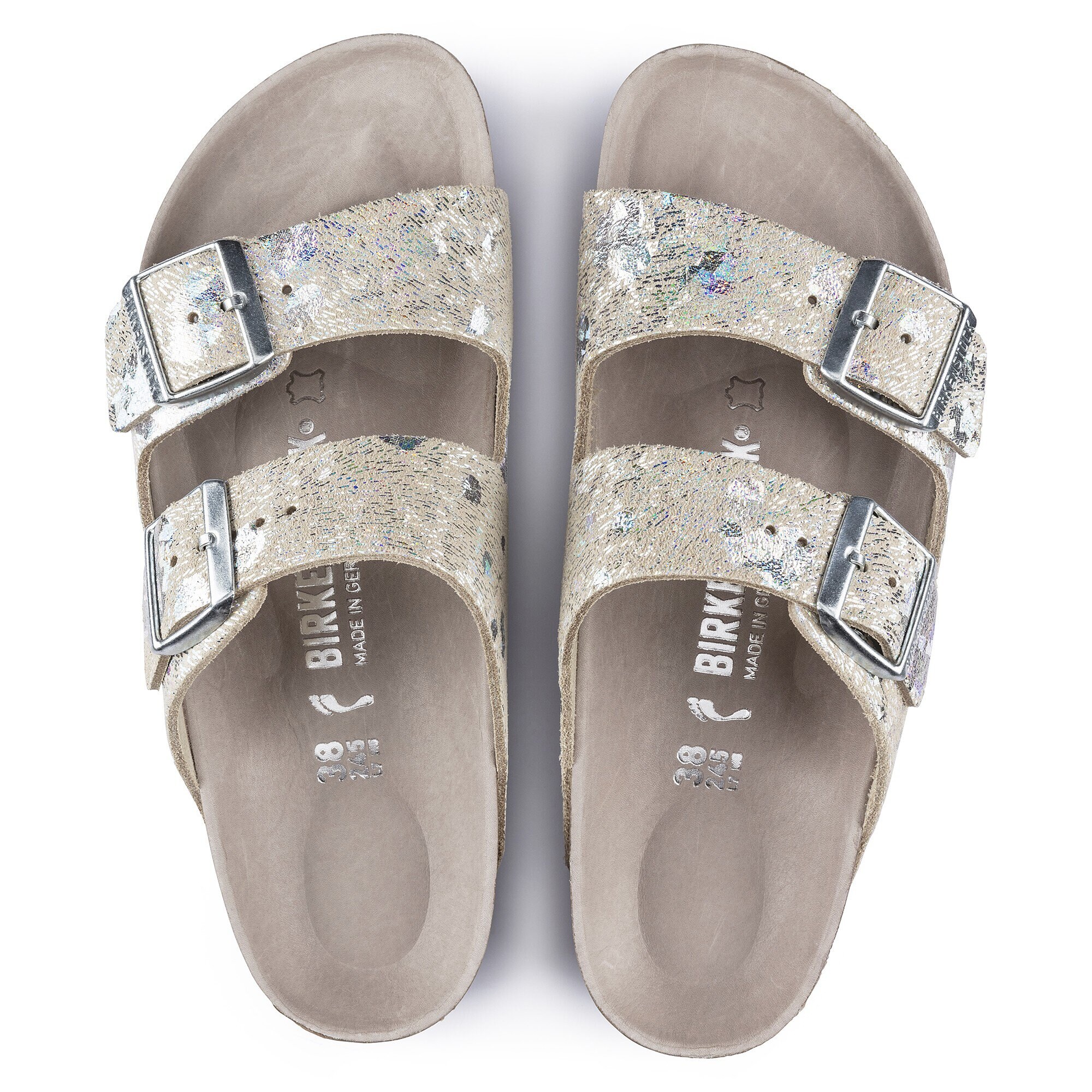 Arizona Natural Leather Spotted Metallic Silver