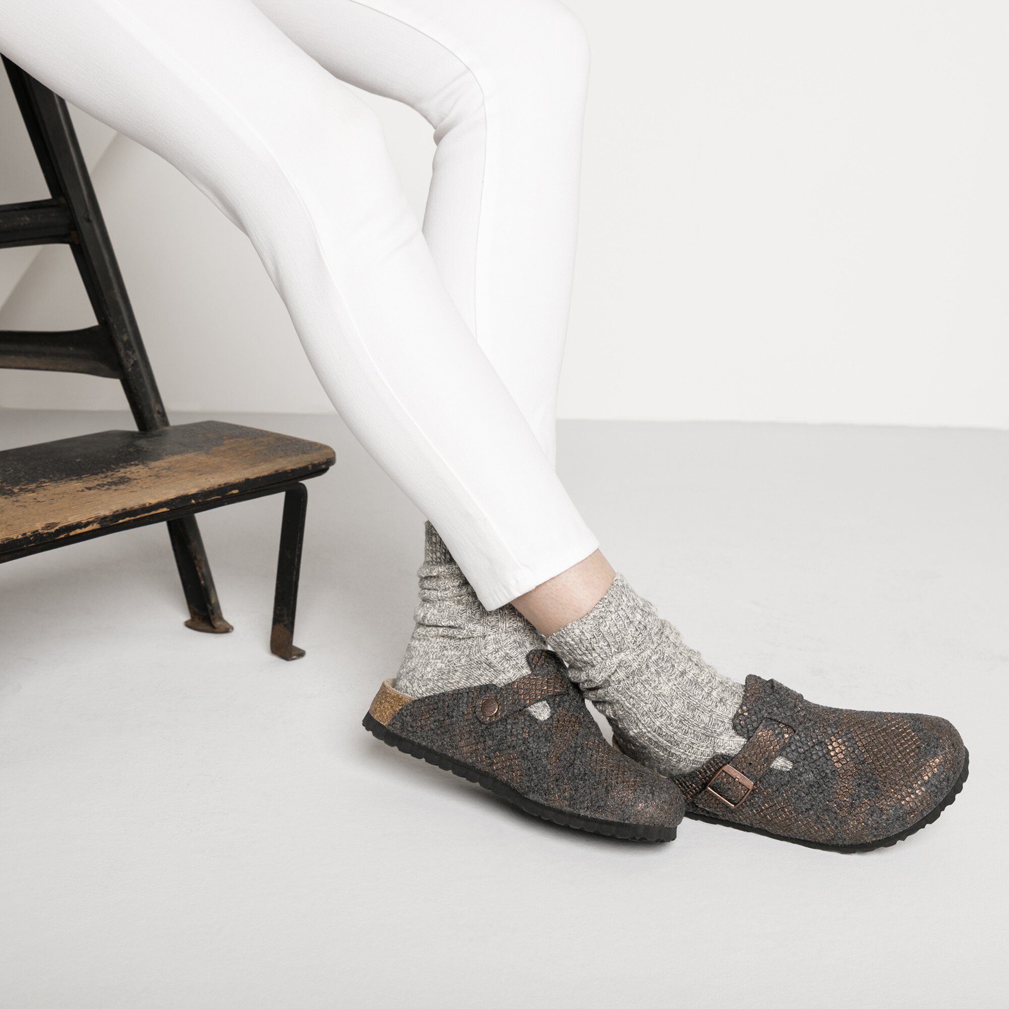 birkenstock boston felt clogs