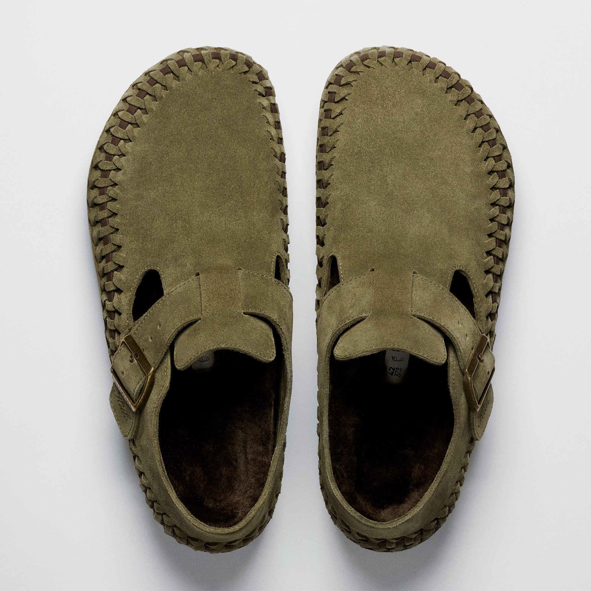 お歳暮 2024 Olive Leather Suede Braided London Kith Night BIRKENSTOCK | 靴
