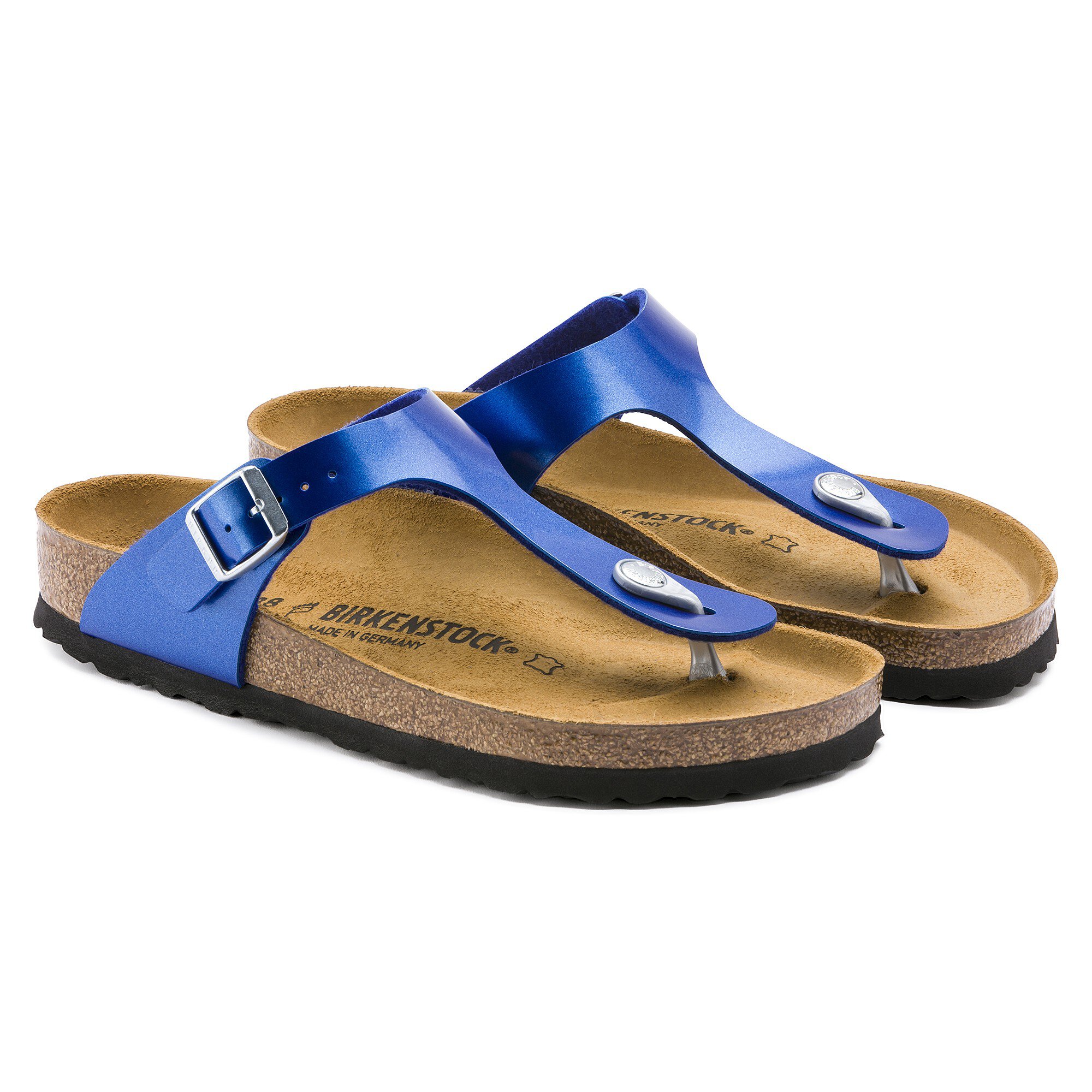 birkenstock gizeh electric metallic ocean