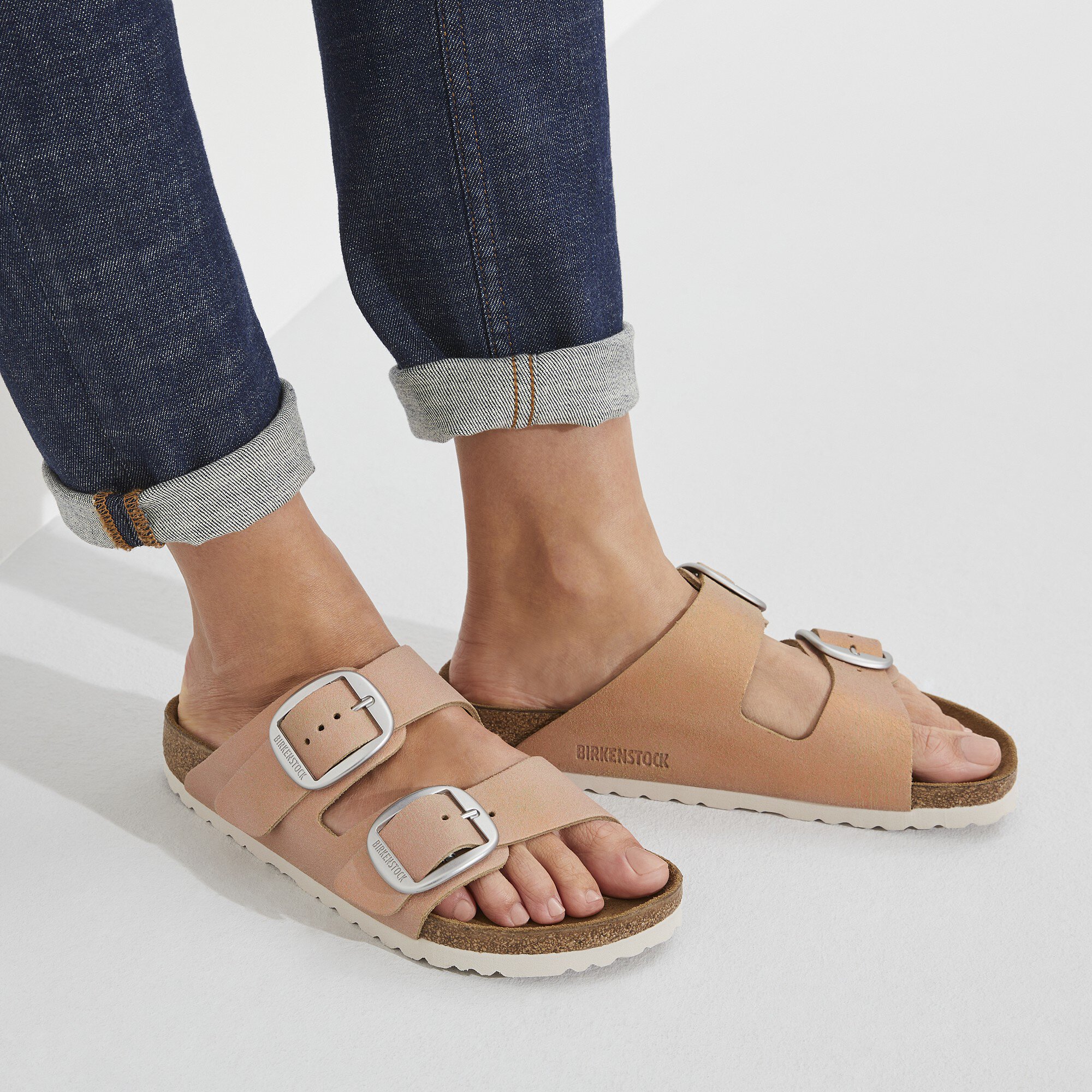 birkenstock arizona big buckle metallic rose