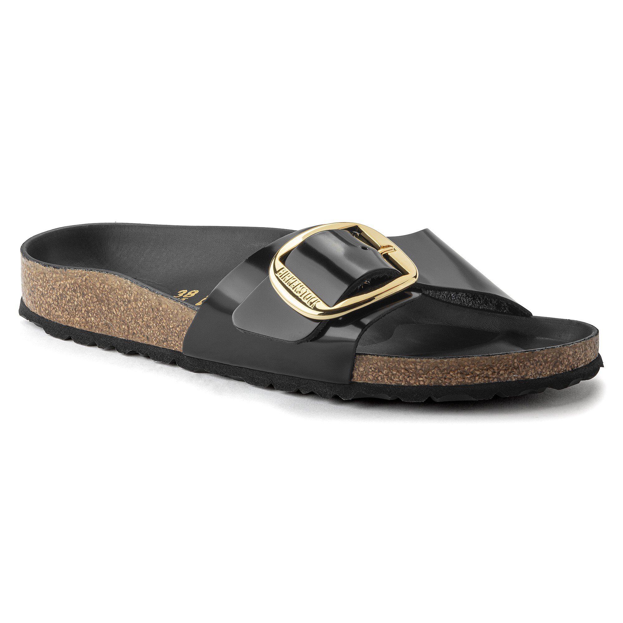 Fabrikant reputatie Ondraaglijk Madrid Big Buckle Natural Leather Patent High Shine Black | BIRKENSTOCK