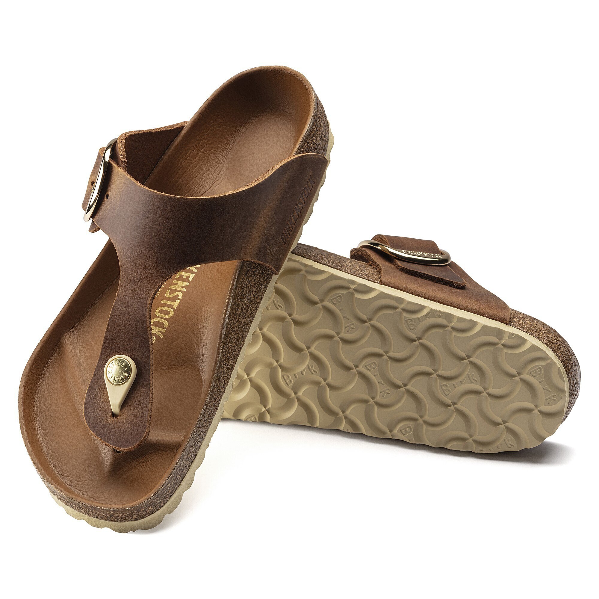 Gizeh Big Buckle Oiled Leather Cognac | BIRKENSTOCK