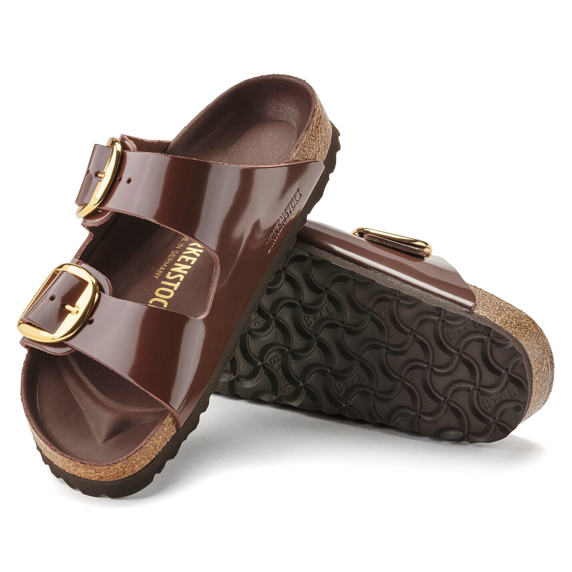 Wauw De onze betreuren Arizona Big Buckle Natural Leather Patent High Shine Chocolate | BIRKENSTOCK